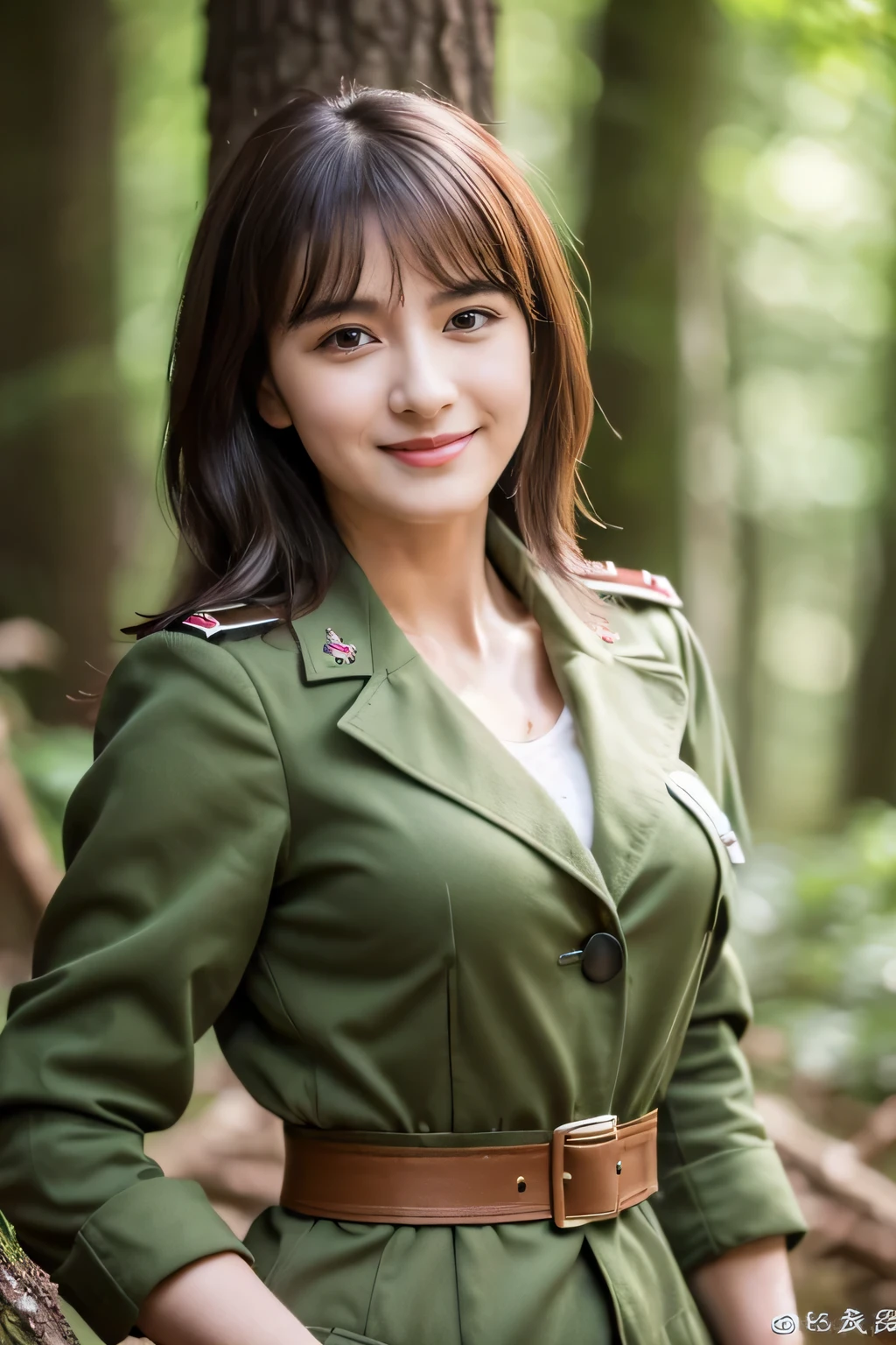 ((highest quality、8K、masterpiece:1.3))、sharp:1.2、perfect body beauty:1.4、slim body:1.2、beautiful face、Medium chest、cute smile、((Female doctor in her 20s:1.5))、(Sexy white coat that shows the chest:1.5)、(inside the hospital:1.2)、medium long hair、cute brown hair、Highly detailed face and skin texture、detailed eye、Looking at the camera、