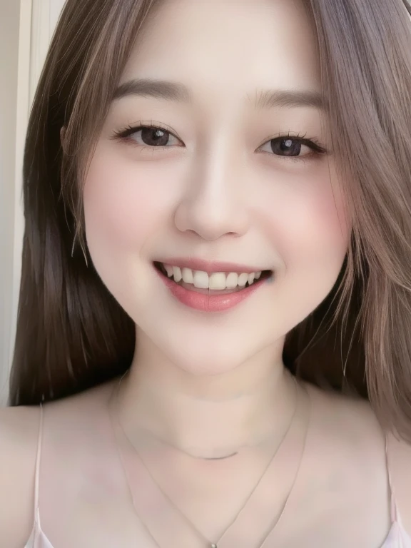 (realistic、masterpiece、Best Quality、8K、highres、high resolution:1.3)、1 girl、Huge breasts、smile, white bikini、pale white skin、looking at viewers、super fine face and eyes、long hair、indoor、 upper body、