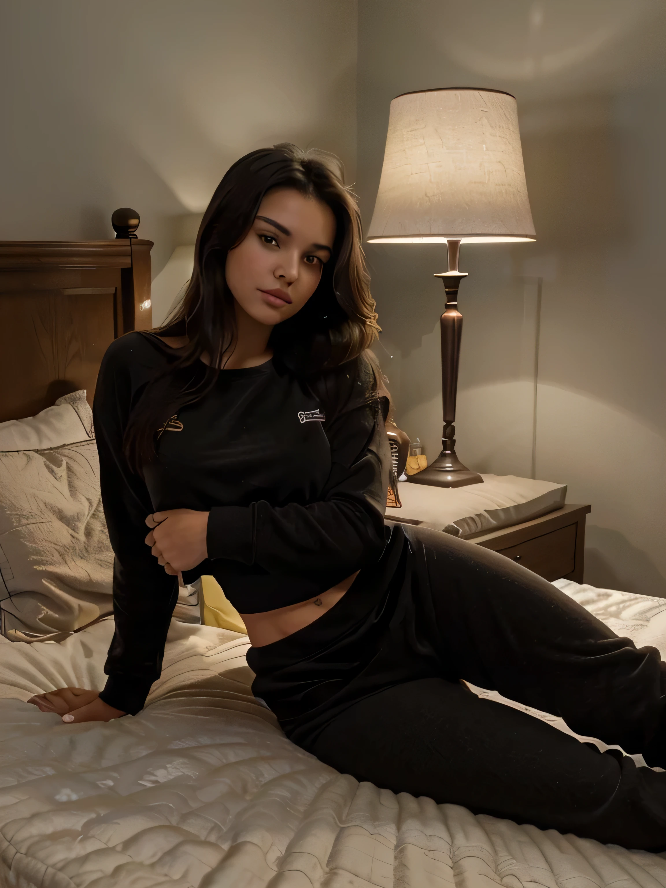plain long black sweatshirt, bed sheet