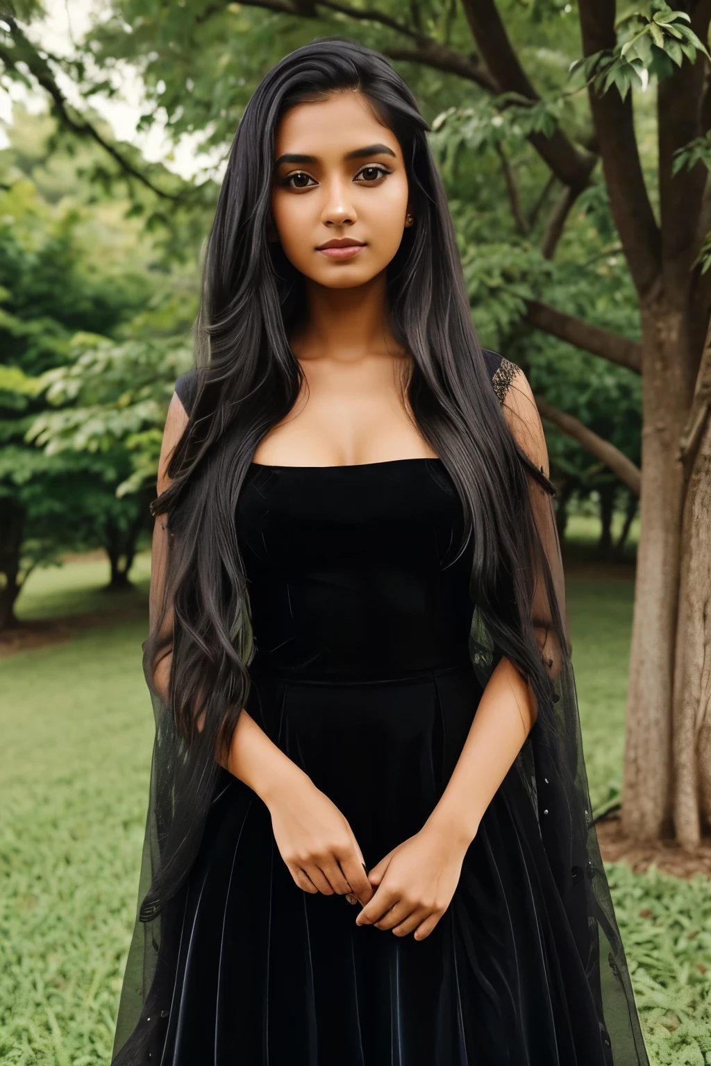 indian, black long hair, professional portrait photo, fully dressed, pretty, 25-year-old, wearing mordern plus traditional indinoutfits, outdoors, functions