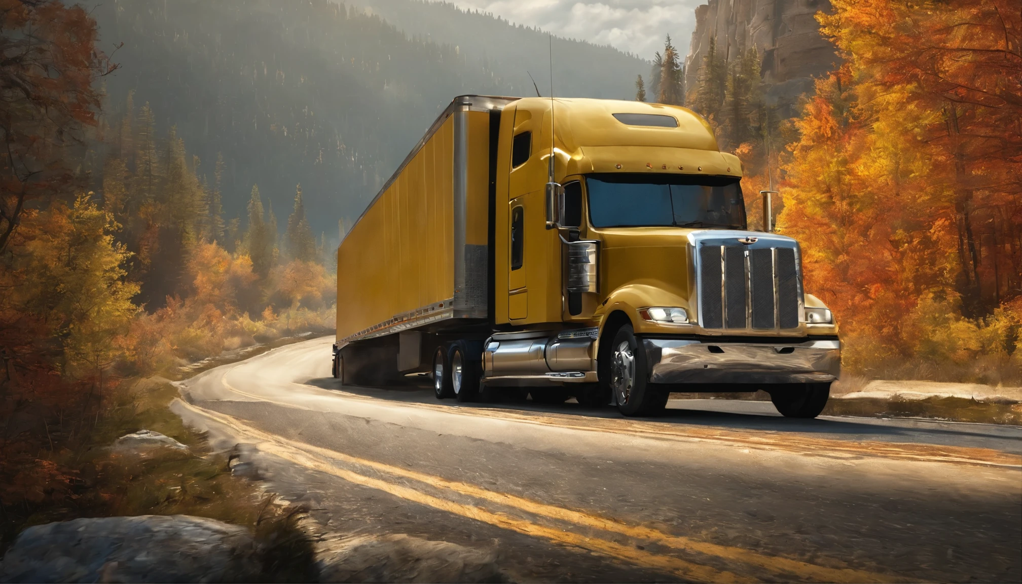 arafed semi truck with a large trailer driving down a street, hyper real render, 8k octane 3d render, 8 k octane detailed render, 8 k high detail concept art, octane 8k render, octane 8 k render, 8k octane rendered, 8k render”, 3 d octane render conceptart, octane photoreal 3 d render, daniel maidman octane rendering