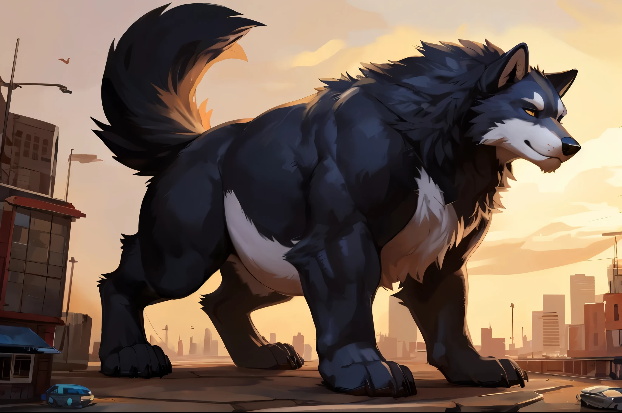 4k ultra quality, 4k full body view,(ultra high detailed body),strong dog, detailed body,by mystikfox61, by glitter trap boy,feral paws, by bebebebebe,by morethreedee, by seibear,(thick thigh),(chubby thigh),thicc thigh,thick legs,chubby legs,thicc legs,massive butt,enomorous thigh,massive thigh,massive legs,thick lower legs,wide legs,(detailed thigh),(wide thigh),fluffy belly,hyper belly,sharp nails,((sfw)),(ultra detailed face),detailed eyes,big tail,fluffy tail,(detailed tail),enomorous tail,bigger tail,huge tail,volumetric light,muscle legs,big paws,(thick paws),fluffy paws,furry paws,enomorous paws,(animal focus), beast,standing,(bigger lower body),strong lower body,(long legs),front view,master works, super fine, 4k resolution, high quality,high picture detail,dark fantasy,illusory engine, Masterpiece,dire wolf,feral body,muscular feral,too tired,faint lighting,macro,giga,hyper belly