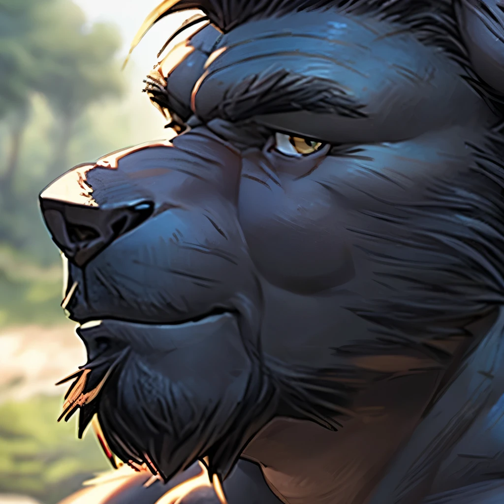 Alone, ORCBEAR, Male, muscle, intestinal muscle, big belly, calnçan, large, Male mature, old. (((naked, facing viewer, closeup of face)))