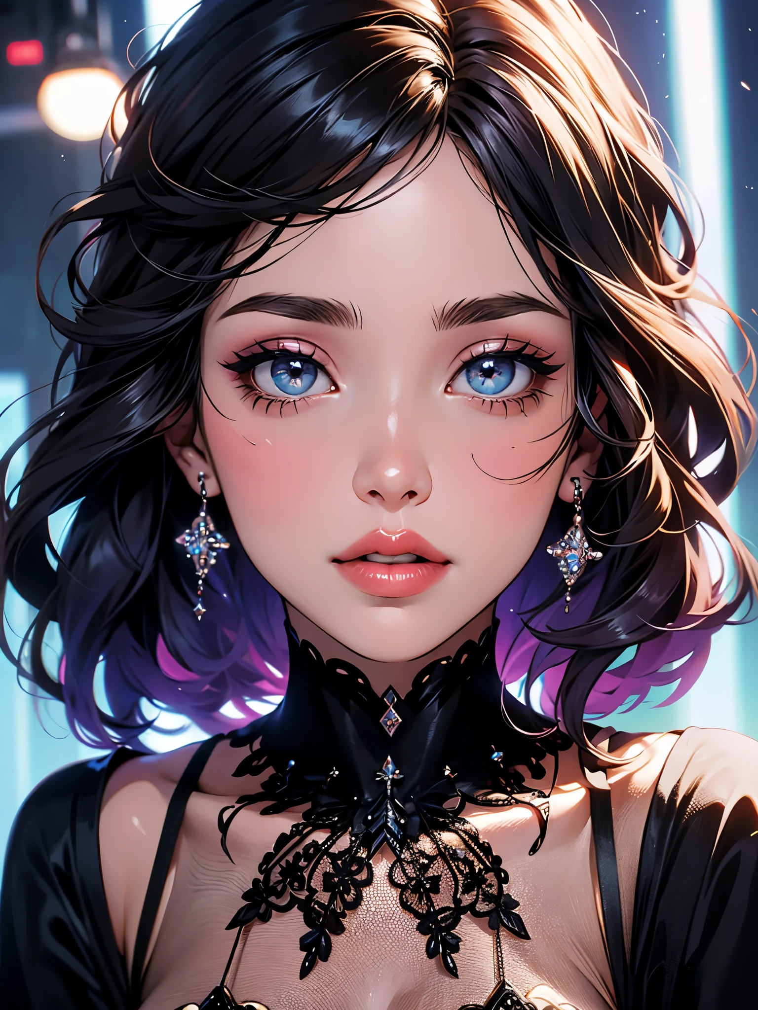 Beautiful woman paints her lips with lipstick. Rosto de mulher linda, detalhes finos, alta qualidade, alta qualidade. Cores claras e verdadeiras