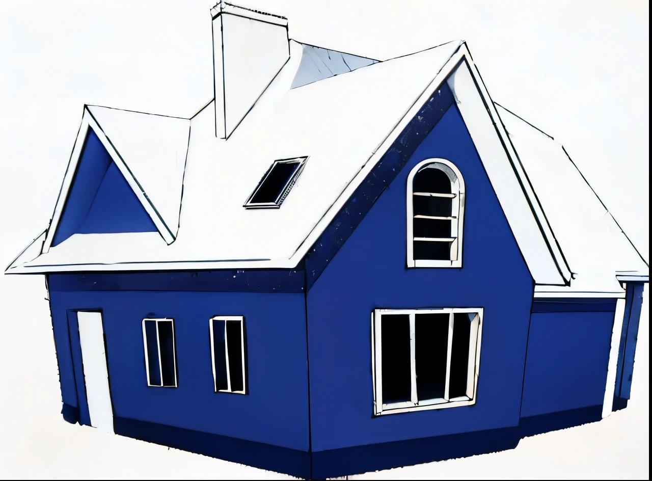 A blue house floating in a blue galaxy