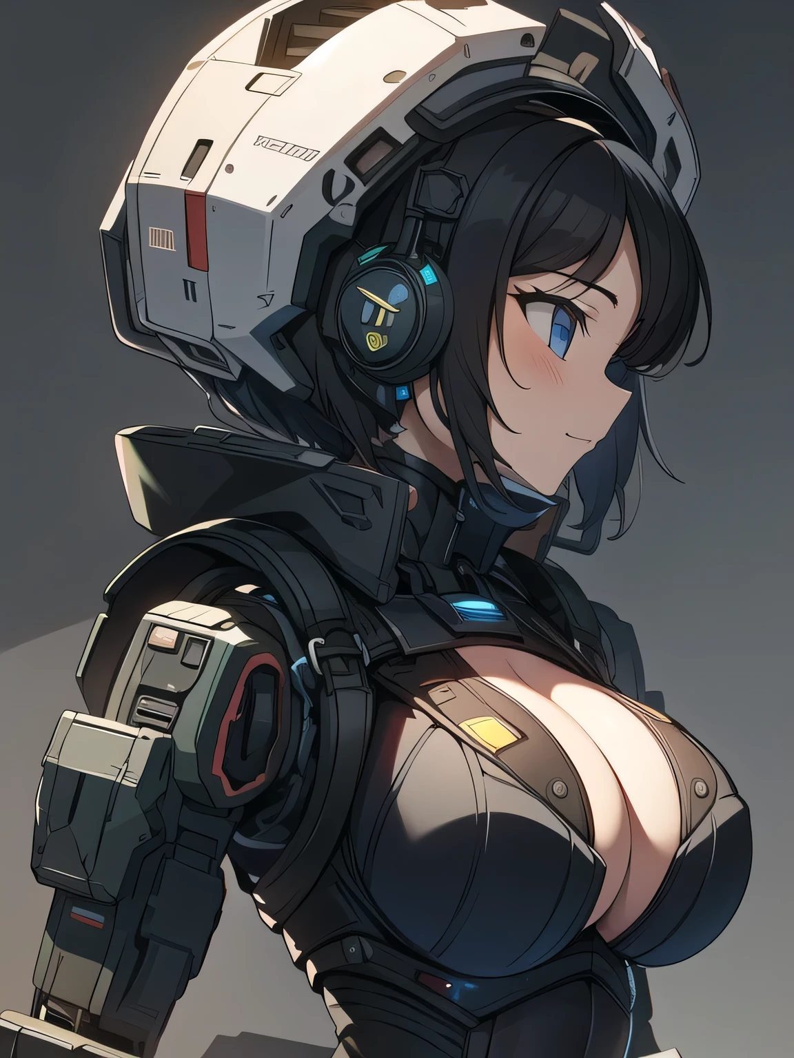 robot girl, humanoid robot, robot joints, huge breasts