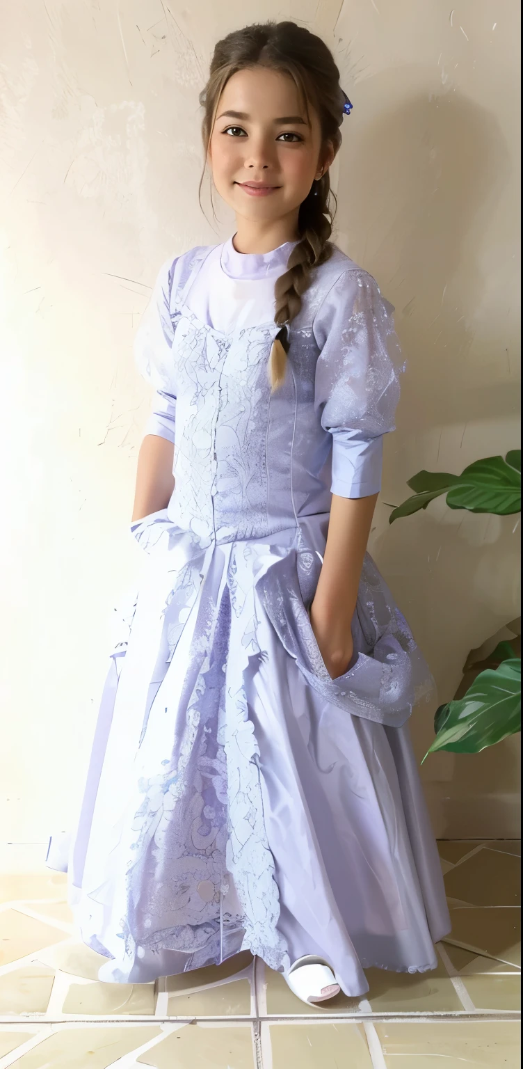 Create an image of this in Disney style as if she were a princess friend of Rapunzel