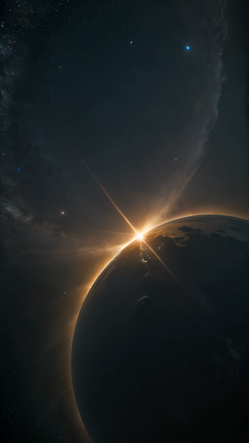 create a different and beautiful space image and write a caption with the name of space cuts in the middle of the image