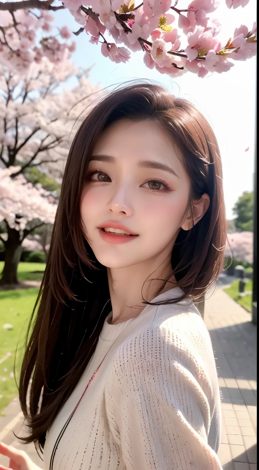 Mustepiece, top quality, illustration, ultra-definition, fine details, high resolution, 8K wallpaper, perfect dynamic composition, beautiful detailed eyes, wearing a dress, natural colored lips, random cute pose, perfect and beautiful face, cute, sexy face, sunset, ecstasy face, feminine face, (cherry blossoms, cherry blossoms, falling cherry blossom petals, cherry blossom blizzard, falling petals), waving in the wind Hair, hair fluttering, pink cherry blossoms, petals dancing, cherry blossom snowstorm, wonderful scenery, sunrise, background sun, wind,