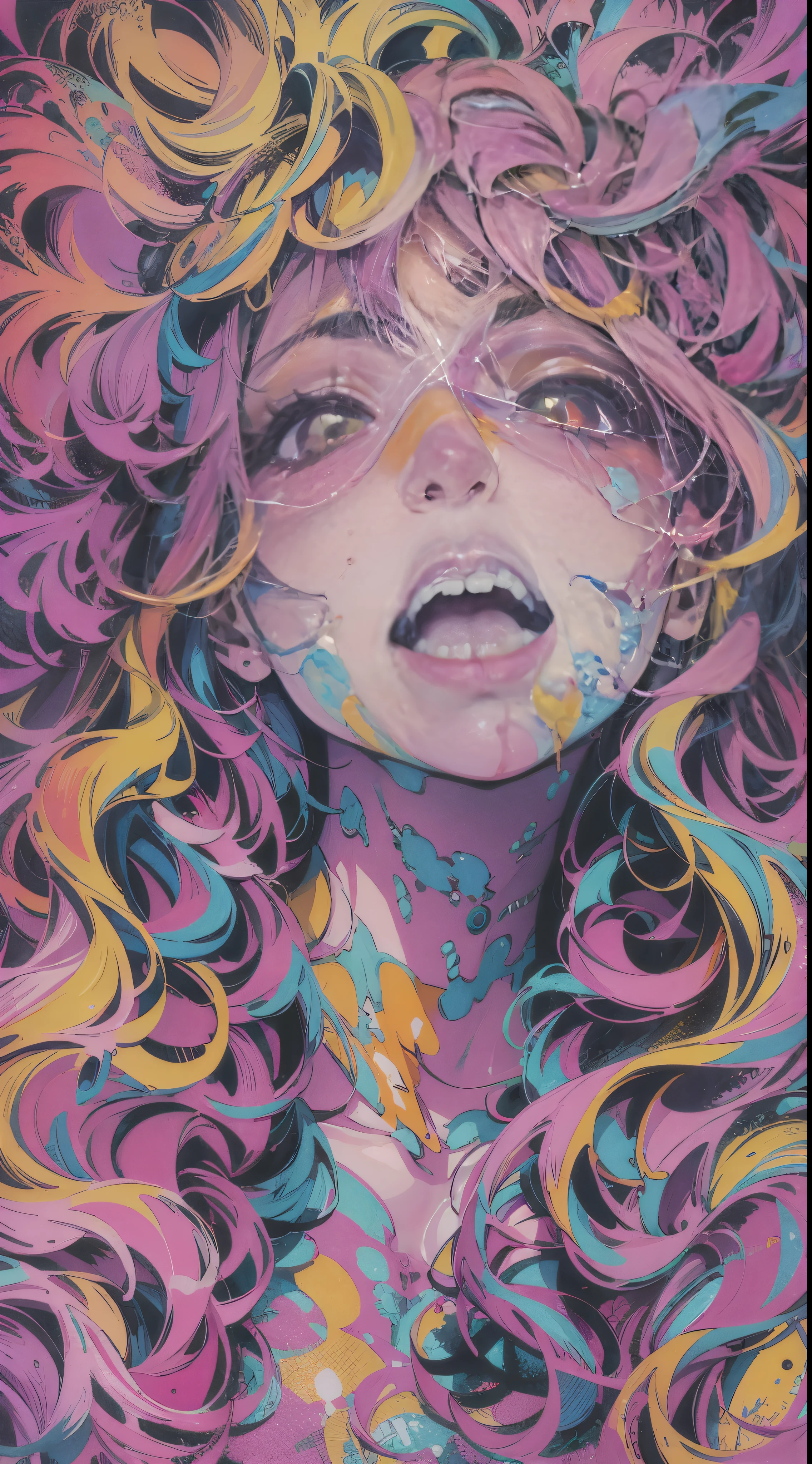 Seductive psychedelic horror, Trippy Hentai, body horror, having sex, real breasts, surreal Sex, LSD trip, sensual, psychedelic sex, provocative, colorful, glowing