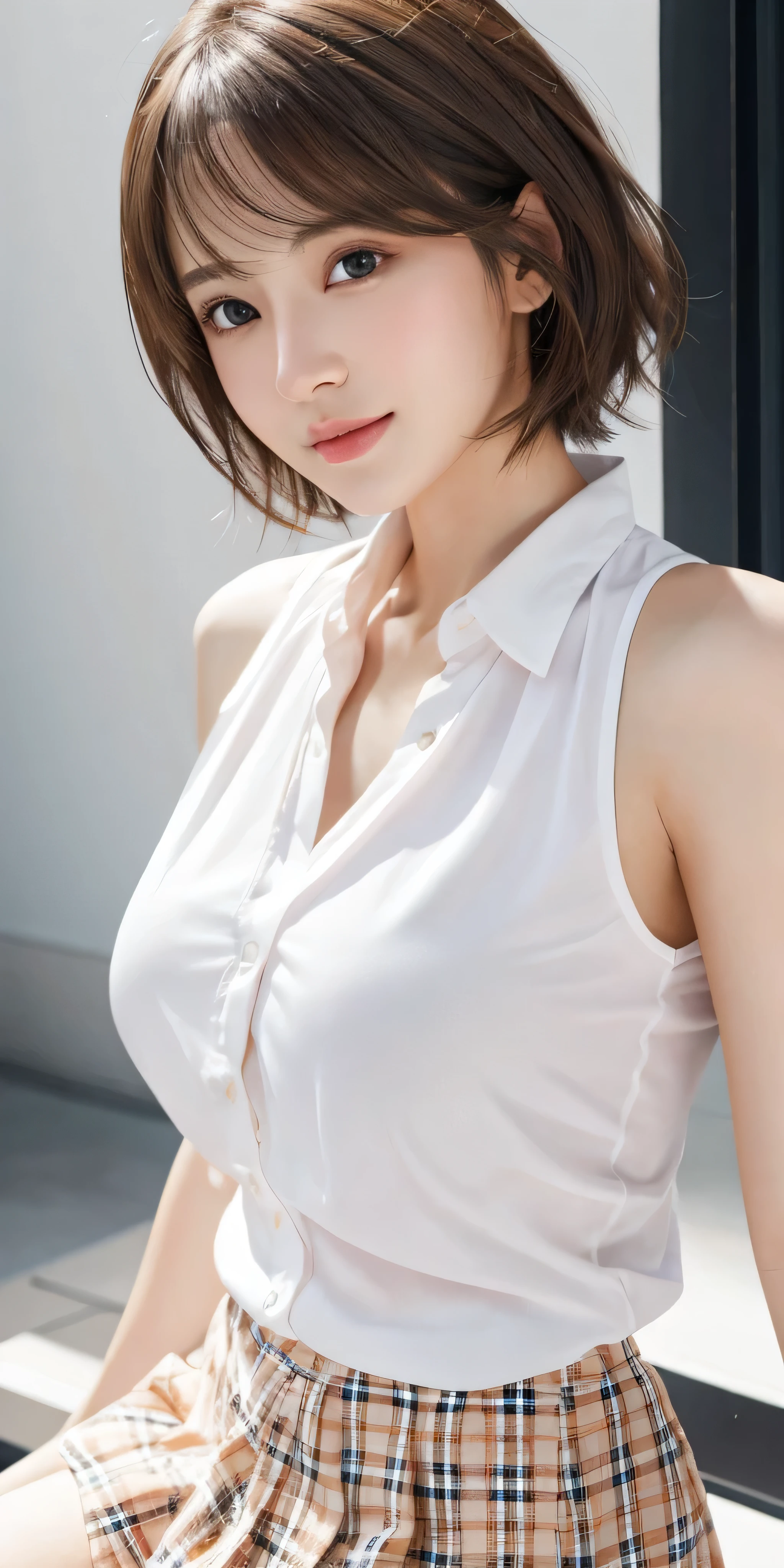 masutepiece, Best Quality,
Ultra-detailed, finely detail, hight resolution, in 8K,
((Photorealsitic:1.4, Raw photography, 超A high resolution,Top image quality: 1.4)),
Wallpaper,
((Composition including perfect whole body)),
Beautiful detailed eyes, Natural Color Lip,
((Shirt only:1.5)),
((Open your legs wide in a skirt:1.5)),
((Random and cute hairstyles)),
((Random and cute poses)),
((Medium chest,cleavage of the breast:1.2)),
((no-bra:1.5)),
((A big smile that makes you squint)),
((breastsout、under look eyes、Mole on the arm:0.9)),
((Frontal camera work:1.5)),
((Random background)),
((Leaning forward and looking upwards)),,
((Bring your chest together with your arms))
very detailed and professional lighting、
(((Chest opens wide:1.5)))、
The shirt can be taken off up to the shoulders、
((Wide open shirt:1.5))、
((thigh visible、I can see my panties:1.5))