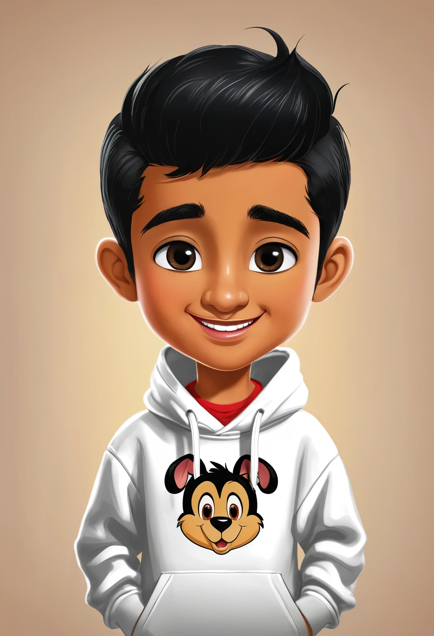 Create me a logo mascot of an animated where the boy has black hair, con barba, sudadera negra y amante de la naturaleza rodeado de diferentes animales y abajo tenga las letras HECTOR. En la esquina superior llevar Community tours.