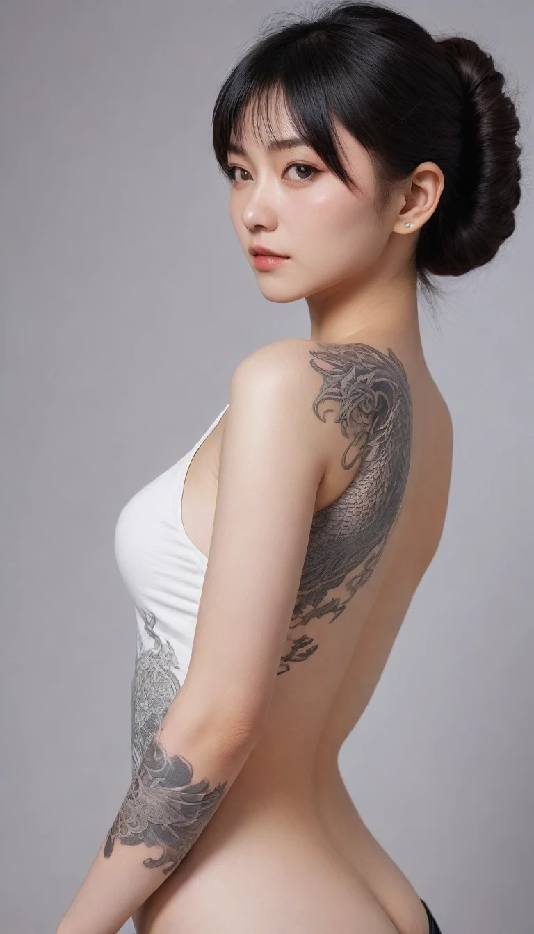 arafed asian woman with a dragon tattoo on her arm, of taiwanese girl with tattoos, beautiful realistic upper body, temporary tattoo, photograph of a sleeve tattoo, arm tattoo, oriental tattoos, arm tattoos, tattoo on upper arm, down left arm and back, kanji tattoos and decals, tattoo sleeve on her right arm, tattoo style, detailed realistic beautiful