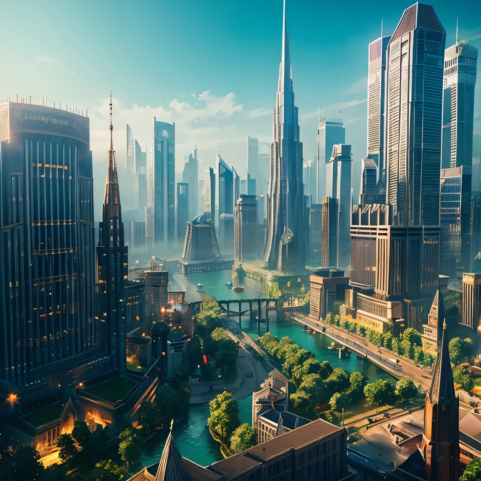 A cityscape in a fantasy world like medieval Europe