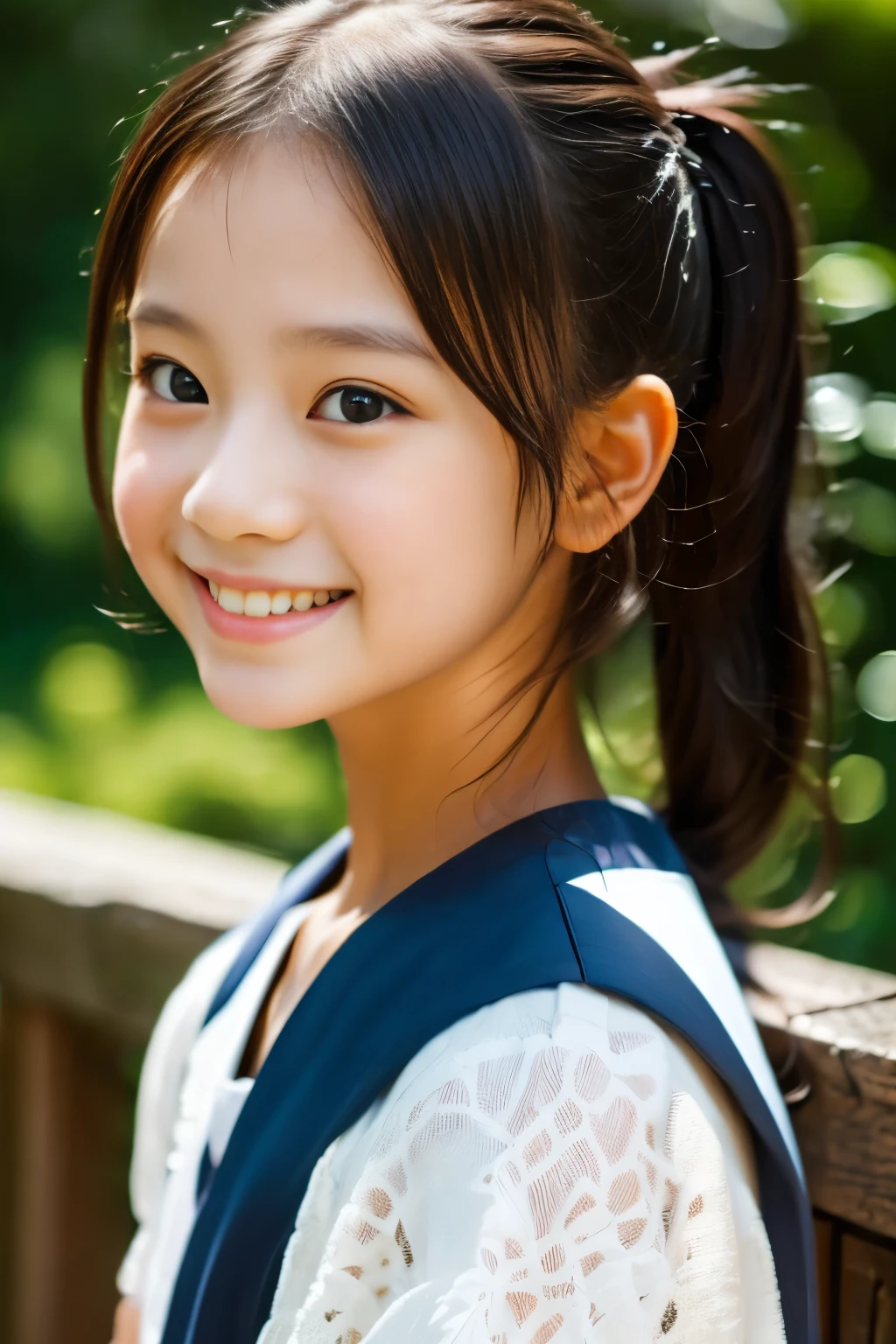 (highest quality, masterpiece), (beautiful６old japanese girl), (freckles:0.6), soft light, ponytail, clear face