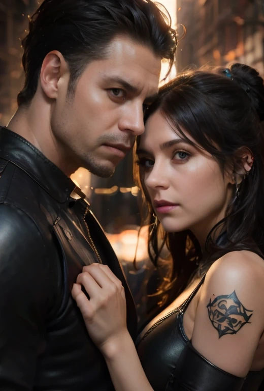
hay un hombre y una mujer que posan para una foto, con tatuajes de runas en la cara, darius zawadzki y tom bagshaw, Rammstein, Hacia Lindemann, imagen de perfil, por Nikita Veprikov, los estilos de respuesta usan, arte promocional, by Elena Guro, beso, charlie bowater y marca arroyos, Arafed woman dressed in black leather with a dragon on her shoulder., dark fantasy style, tendencia en cgstation, wojtek fus, by Yoshihiko Wada, [ trending on sociedadcg ]!!, sociedadcg - n 5, sociedadcg ), fantasy art behavior, por Yang J., sociedadcg 9, sociedadcg 8k, sociedadcg 8k
 rosa,(obra maestra:1.4),(Mejor calidad:1.4),(piel brillante),realista, 4k, ultra hd,