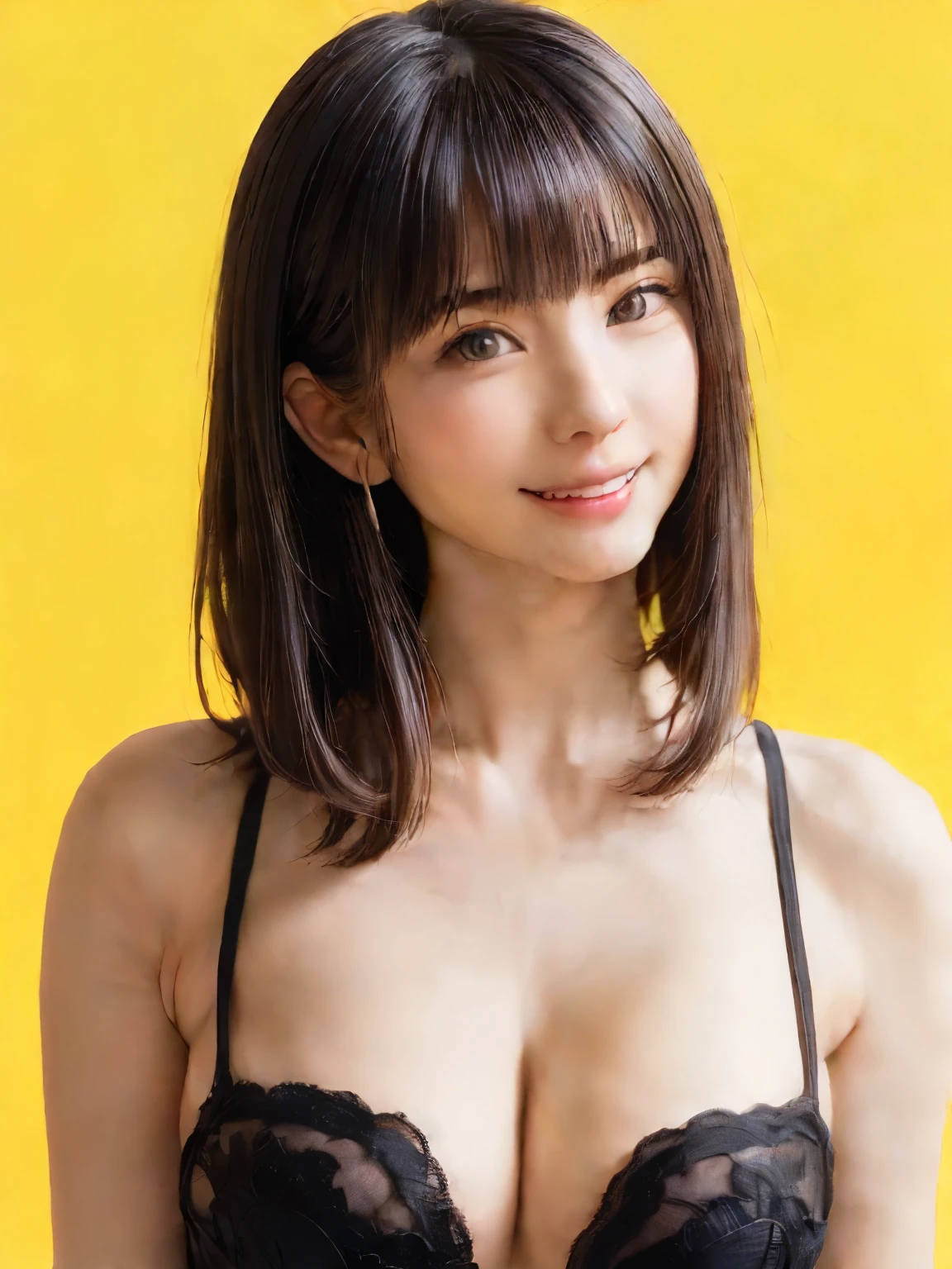 (table top, highest quality、ultra high resolution、face focus focus、focus on the sides、navel focus、decolletage focus、very attractive beauty、Add intense highlights to your eyes、look closely at the camera:1.4、Absolutely beautiful bangs:1.4、Brunette short bob hair with bangs:1.4),1 girl, Report, black haired, realistic, looking at the viewer, pale black eyes, short hair, lips, lip gloss, Upper body、Big eyes、eyelash)、((italian natural background、hyper real stick:1.4))、((short hair with bangs:1.4、Beautiful bangs with 46 points:1.4、{Huge|big|huge|mega} chest:2, cleavage:2、Big eyes、Give students very powerful highlights、very bigger chest、look at the audience、very beautiful beauty、show me your ears、beautiful long neck、beautiful decollete、smile、A smilee beautiful teeth、Open your mouth and smilee))、28 years old、very cute super model、perfect anatomy