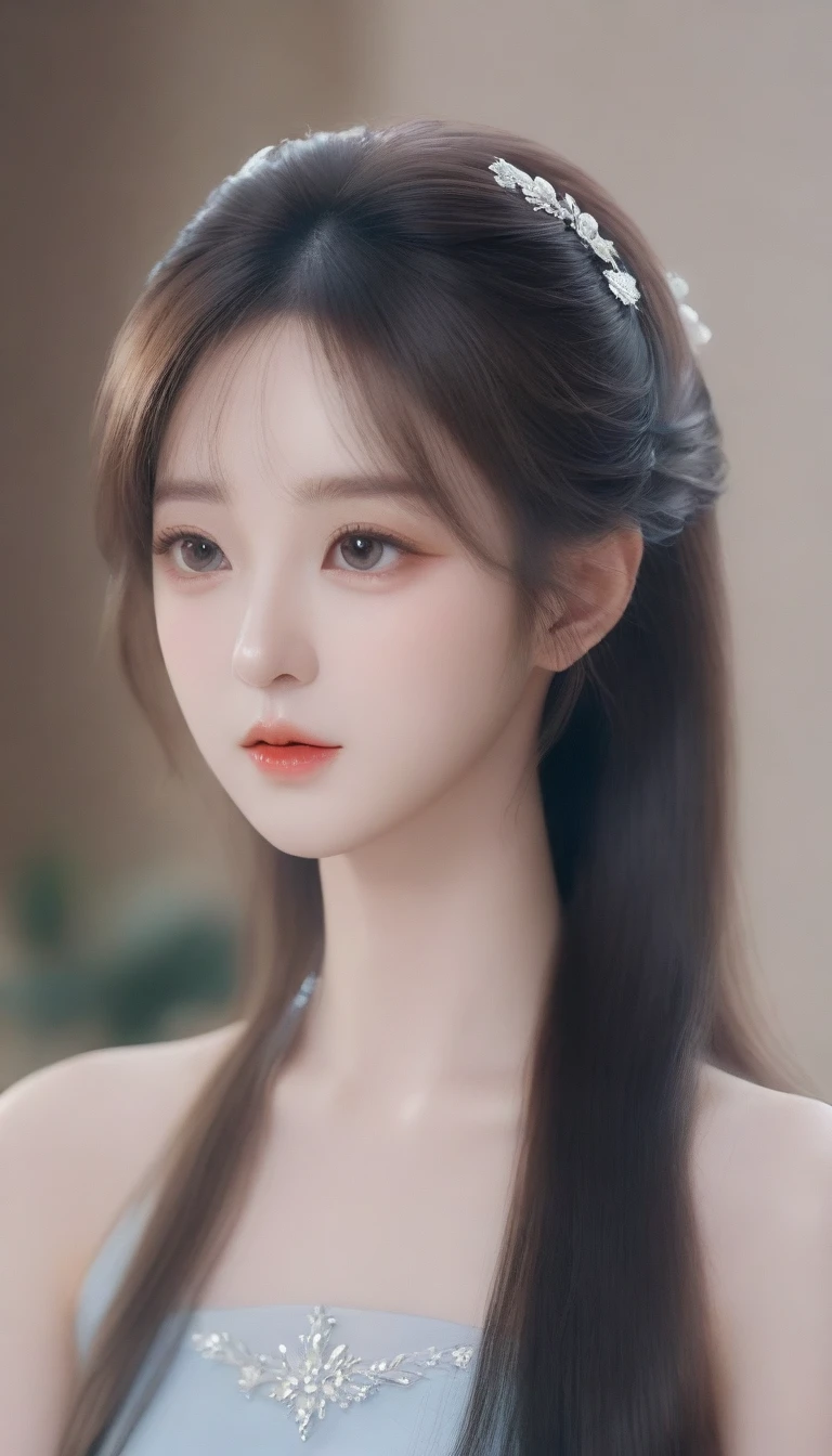 a close up of a woman with long hair wearing a dress, gorgeous young korean woman, beautiful young korean woman, cai xukun, beautiful south korean woman, dilraba dilmurat, yanjun chengt, gorgeous chinese model, ruan jia beautiful!, xision wu, sha xi, wenfei ye, xianxia, korean girl, xianxia fantasy