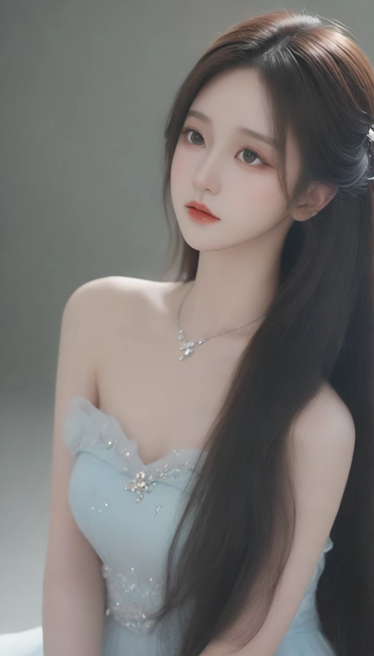 a close up of a woman with long hair wearing a dress, gorgeous young korean woman, beautiful young korean woman, cai xukun, beautiful south korean woman, dilraba dilmurat, yanjun chengt, gorgeous chinese model, ruan jia beautiful!, xision wu, sha xi, wenfei ye, xianxia, korean girl, xianxia fantasy