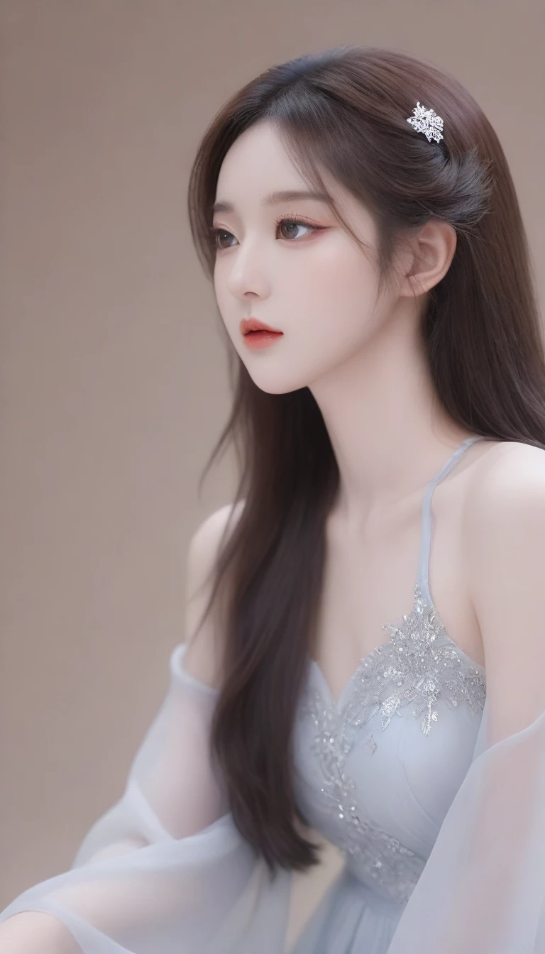 a close up of a woman with long hair wearing a dress, gorgeous young korean woman, beautiful young korean woman, cai xukun, beautiful south korean woman, dilraba dilmurat, yanjun chengt, gorgeous chinese model, ruan jia beautiful!, xision wu, sha xi, wenfei ye, xianxia, korean girl, xianxia fantasy