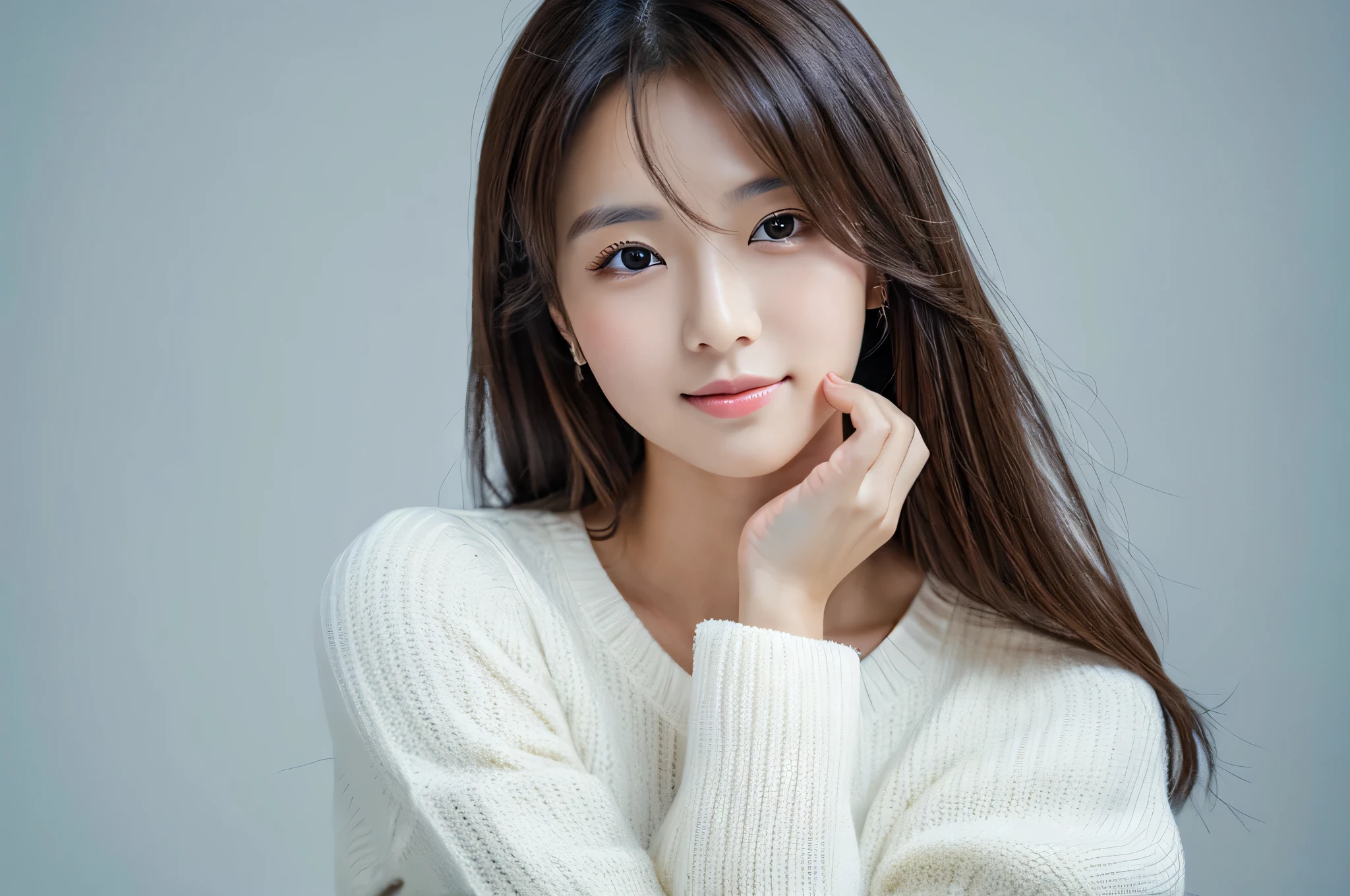 masterpiece、highest quality、Beautiful woman、perfection、perfect、portrait photography、white background