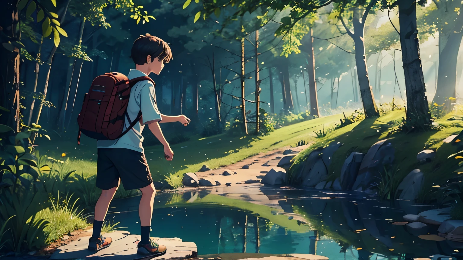 Tommy a young and adventurous turtle, approaches his friends at the pond and suggests going on an adventure beyond their usual surroundings. Describe the reaction of his friends, their initial reluctance, and Tommy's persuasive nature.