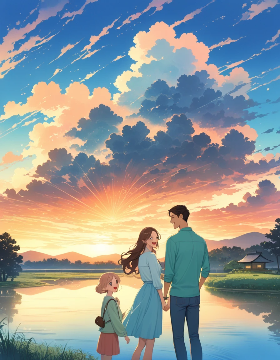 dusk landscape, sunset，pond，Put your arms by your sides, portrait, close up, looking at camera, best quality, Upper body, shirt, pond里的女人, Erica Campbell, Nikon d850 film stock photo 4 Kodak 400 camera f1.6 lenses rich colors ultra realistic textures natural light popular on artstation cinestill 800, (100mm lens), long hair