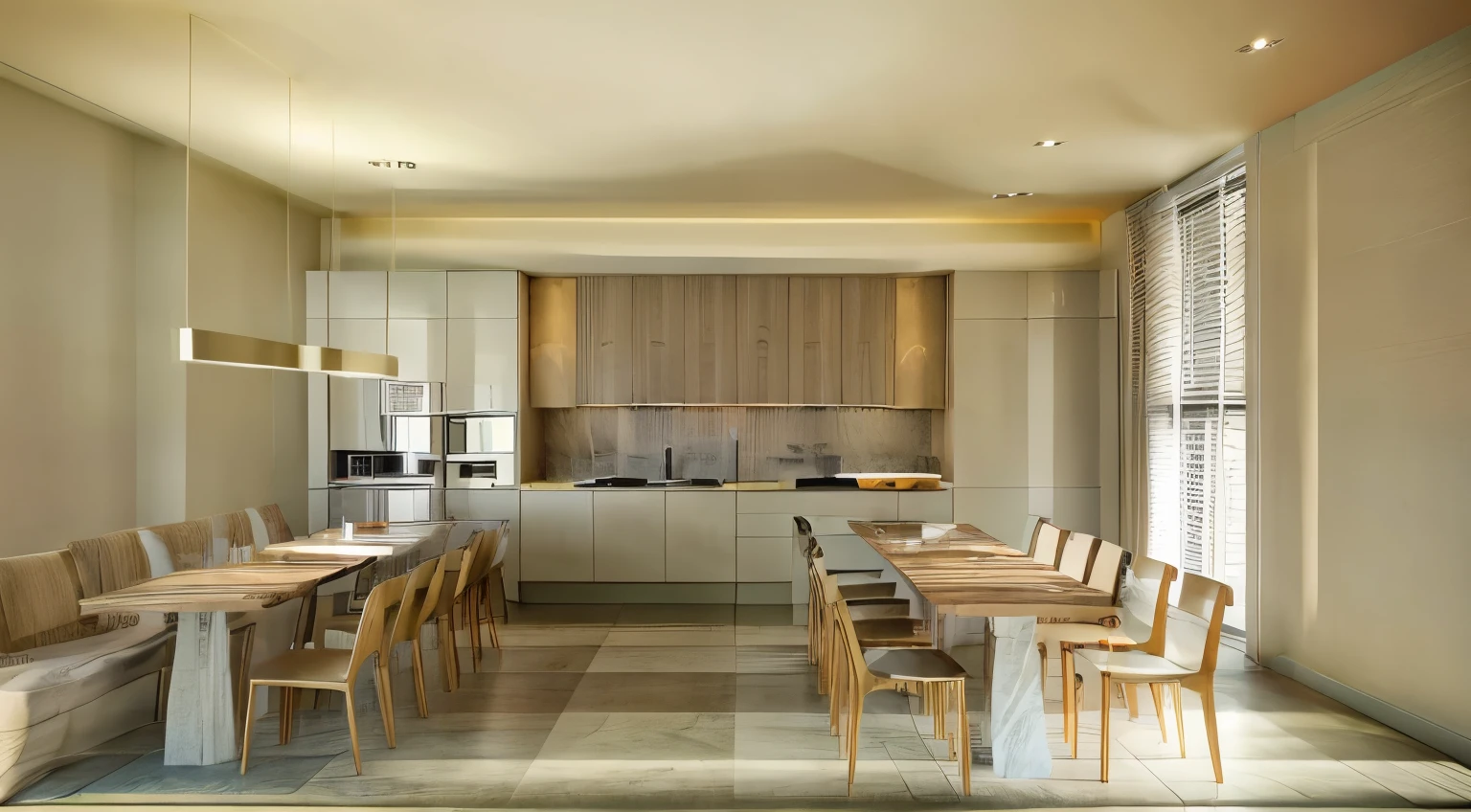a rendering of a kitchen with a dining table and a couch, kitchenette and dining room, chefs table, grey kitchen, digital rendering, chef table, detailed rendering, detailed renderings, concept drawing, conceptual rendering, an illustration of a bar/lounge, conceptual, 2 d render, furniture concept photo!!, a digital rendering, contaning tables and walls, modern design, interior design, Modern style, RAW photo, 8k, HD, DSLR, (high detailed skin:1.3), soft lighting, ultra quality, film grain, Fujifilm XT3