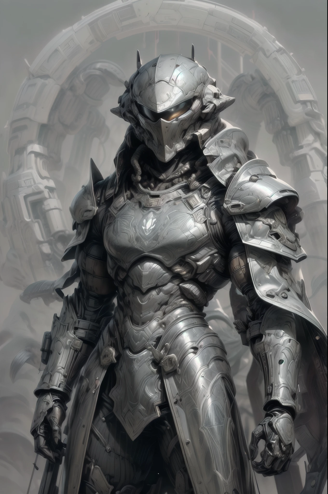 (((epic and visually stunning complex digital anime masterpiece:1.6, elegant decorated tactical military cyborg:1.3, ((gorgeous feminine male physique:1.3, graceful:1.4)) space soldier:1.3))), (((heavily muscled masculine chest:1.4, chiseled abs:1.4, heavily toned:1.4, slim yet muscular:1.3))), (((complex and beautiful:1.3, tactical:1.3, stunning scifi fantasy style:1.5, beautiful scifi style mechanical helmet:1.5, polarized visor:1.5))), (((elegant tactical double breasted trench coat:1.5, sleek exoskeleton:1.3))), (((form fitted armor plating:1.3, super sleek sensually revealing under suit:1.5, waist and thighs exposed:1.5)), ((flamboyant feminine essence:1.4, heavy mechanical gothic aesthetic:1.4)), ((androgynous body build)), (((toned yet heavily muscled gorgeous femboy physique:1.4, gorgeous perfectly defined muscles:1.4, toned sleek mechanical arms and legs:1.4, thick well rounded thighs:1.5, mechanical muscles))), ((((depth of field, cinematic lighting, chromatic aberration, ray tracing, UHD, masterpiece, top of head covered, super detail, high details, high quality, award winning, 8k, highres)))):1.6, (((dieselpunk, decopunk, artificial muscle))):1.6, (((beautifully engraved artdeco scifi style design:1.4, red and white armor:1.4)))