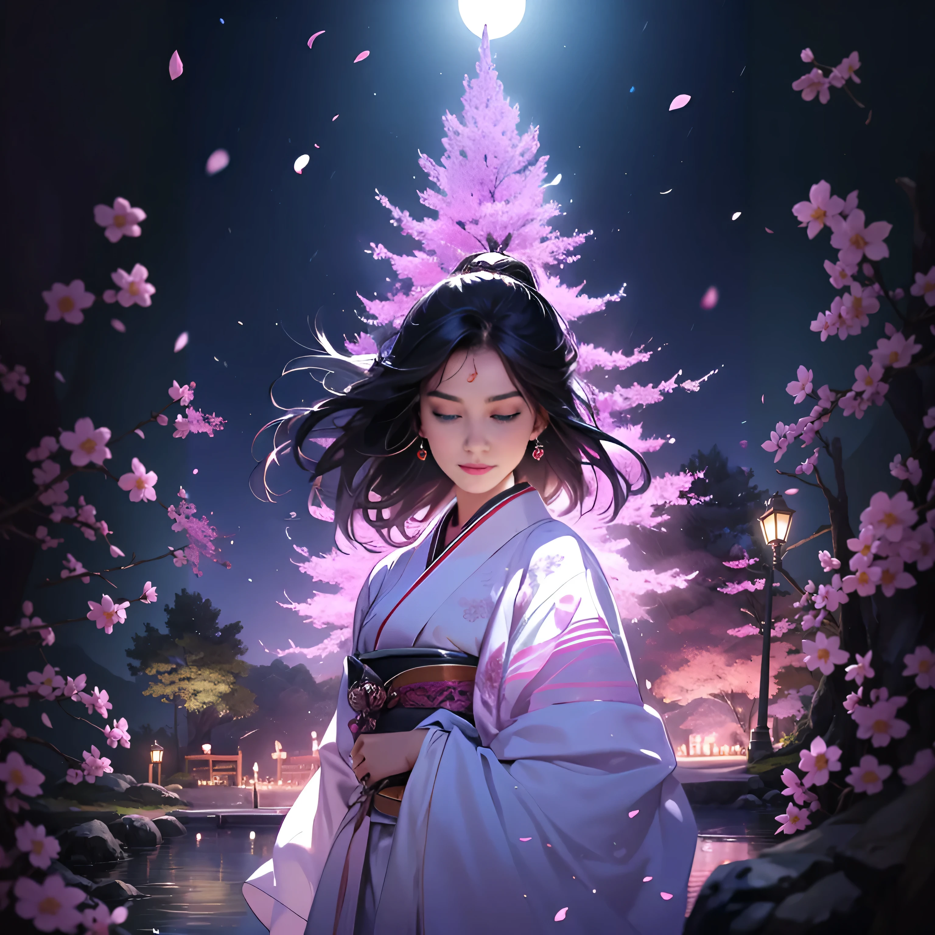 (best quality,4k,8k,highres,masterpiece:1.2),ultra-detailed,realistic:1.37,illustration,trees,sakura blossoms,pink,pastel colors,mountain,pond,rockery,detailed pine trees,pale pink sakura blossoms,deep green pine trees,reflections,tranquil,serene atmosphere,soft lighting