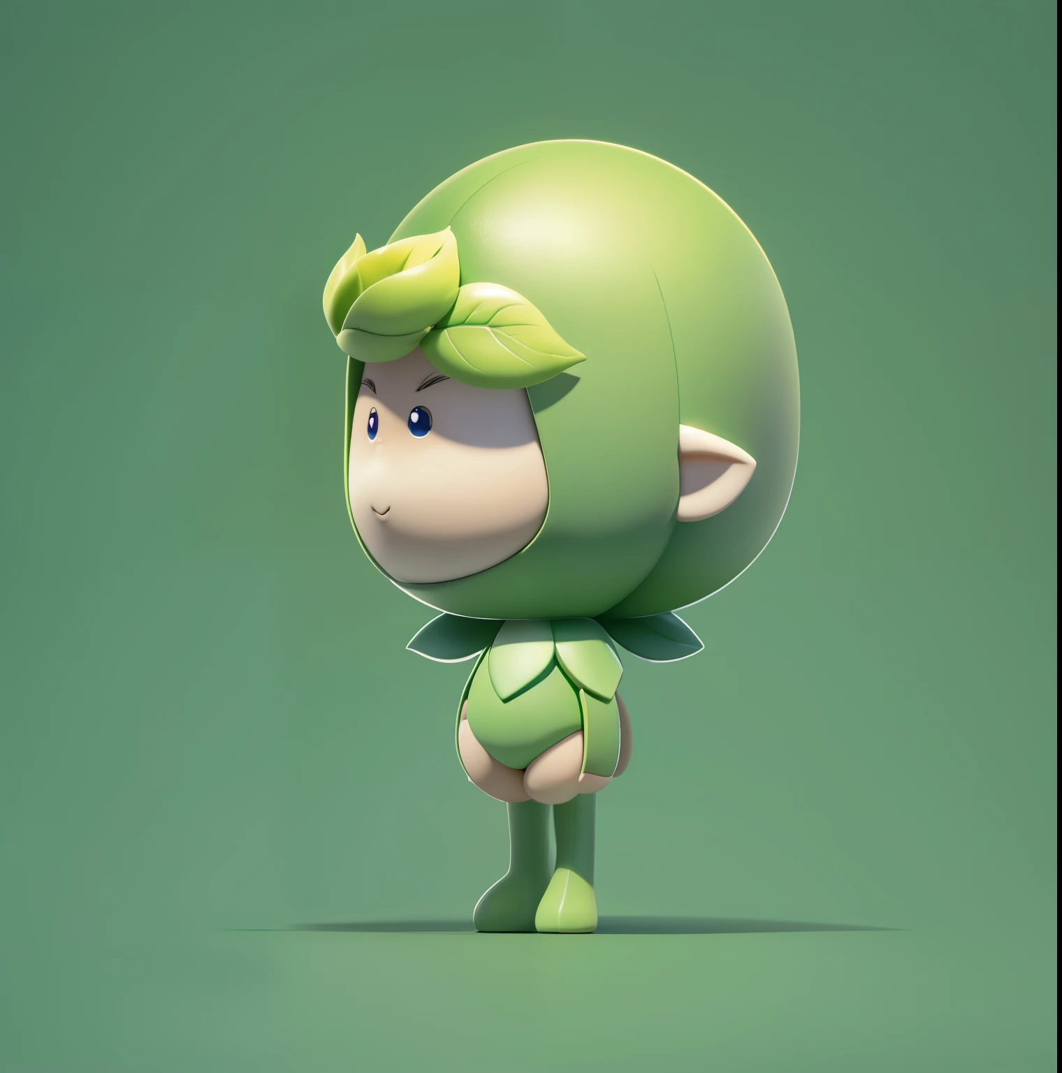 Wearing a green helmet, 3D character of a green man with two leaves on his head, Left view, Wear a laurel wreath,, Elf in green clothes, Arms droop naturally, Lovely 3D rendering,Made by Pixar,Rendering of anime sprites,elf character, Wearing green armor and helmet, Whole body and clothing, hairy green belly, its name is ash tree, cute characters, full body mascot, cute forest creatures, green head, The character is standing, Wearing a melon,Cute 3D images,Lovely and detailed digital art,Explorer mini cute characterss,Stylized 3D rendering,3D rendered character art,8K,cute digital painting,anime style,Ultra-detailed rendering,clean background