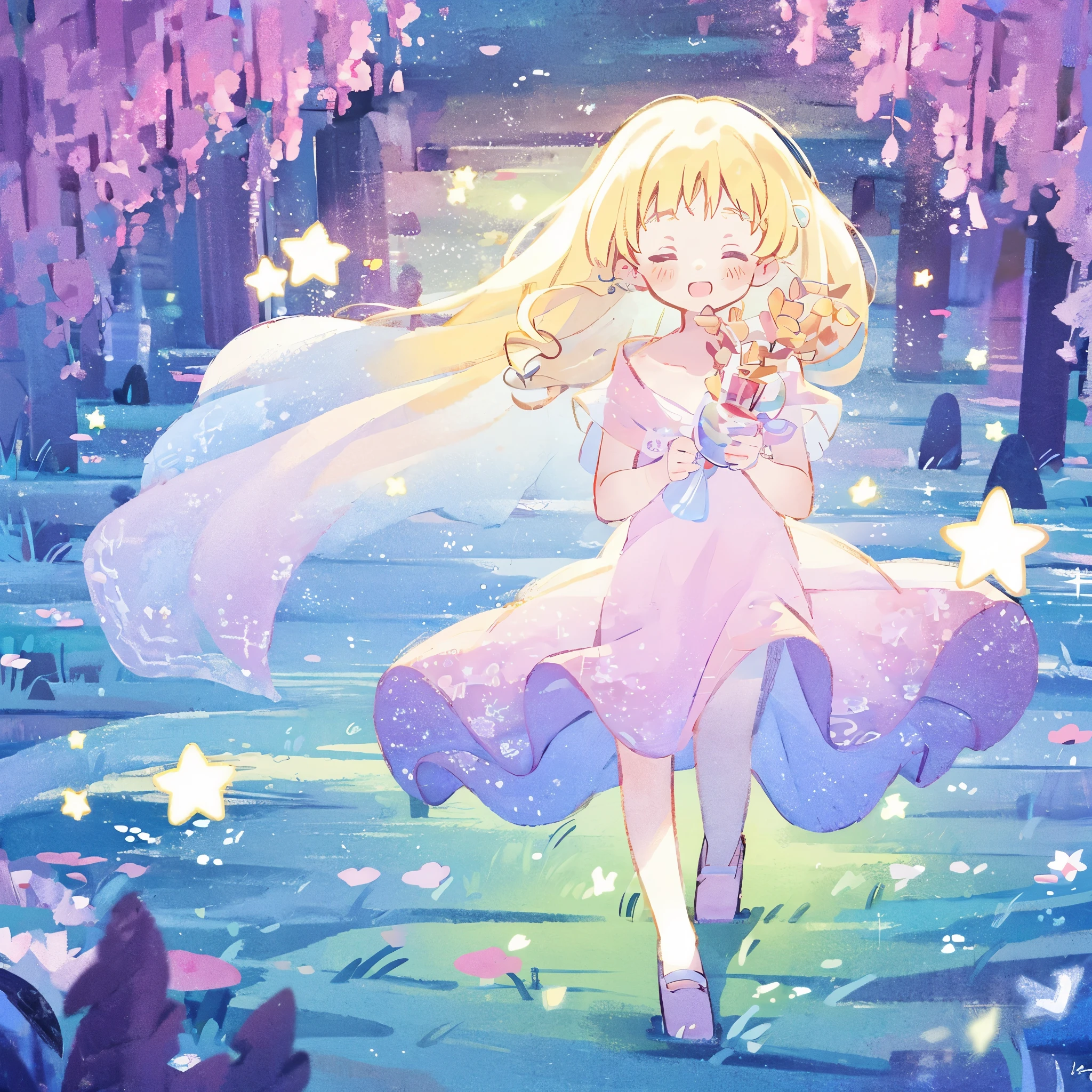 complex background, wishing star background, a woman wearing an ethereal mystical pink translucent dress that reflects the stars, perfume promo art, mystic, complex drawing, highly detailed, Covergirl brand, promo art, artistic rendition, ethereal, starry night, midjourney style