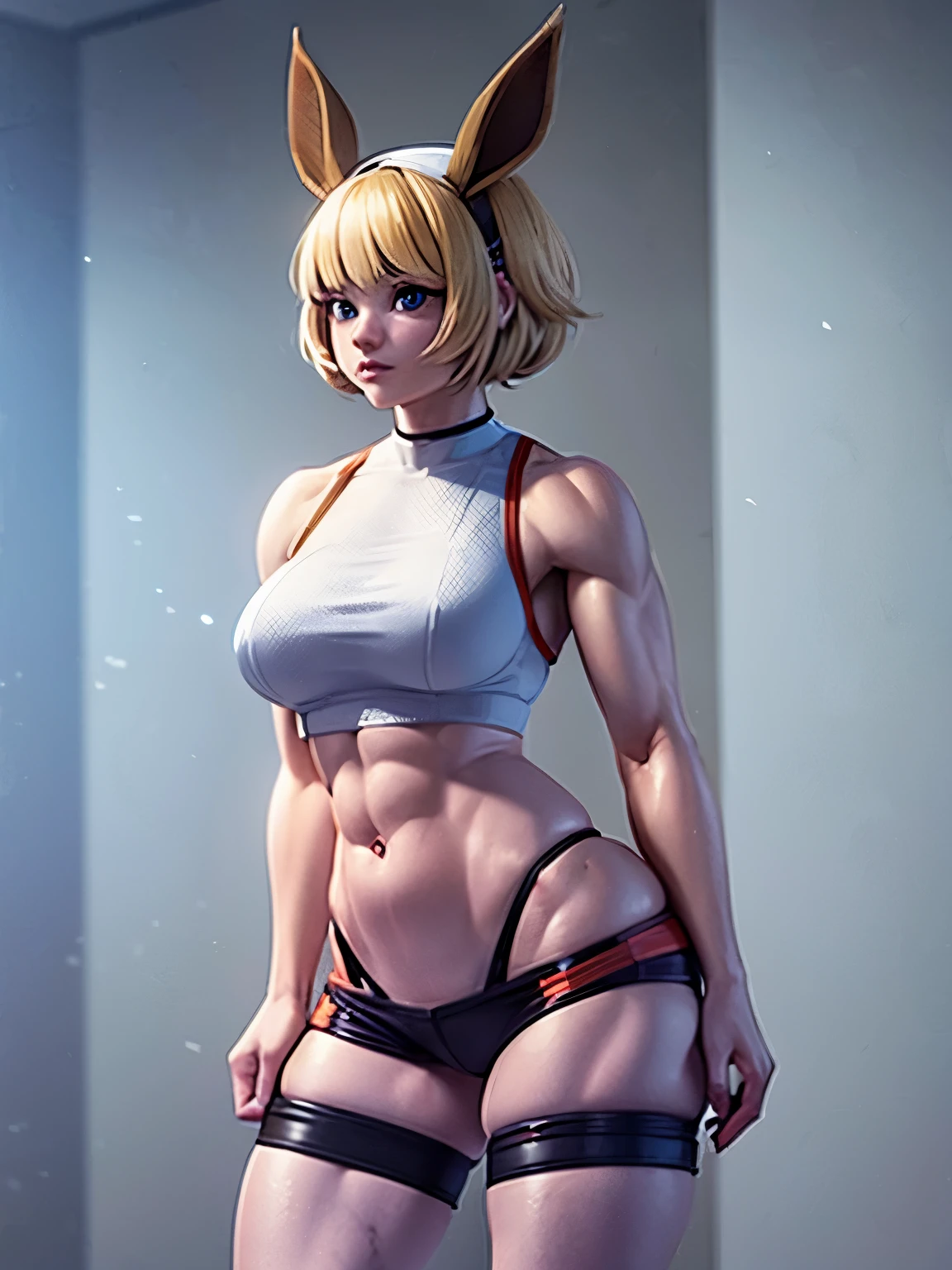 1girls,blender eevee,blonde hair,breasts,muscular female,pale-skinned female,standing,thick,thick thighs