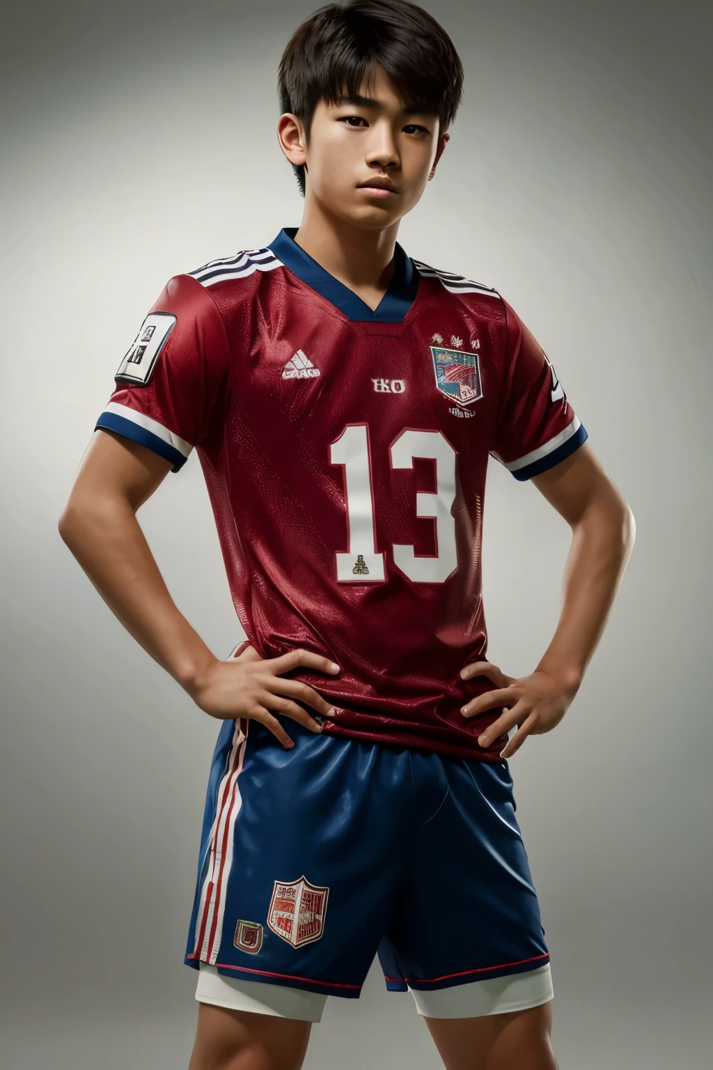 (best quality,4k,8k,highres,masterpiece:1.2),ultra-detailed,realistic:1.37,portrait,Japanese boy,football jerseys,shorts,back to the camera