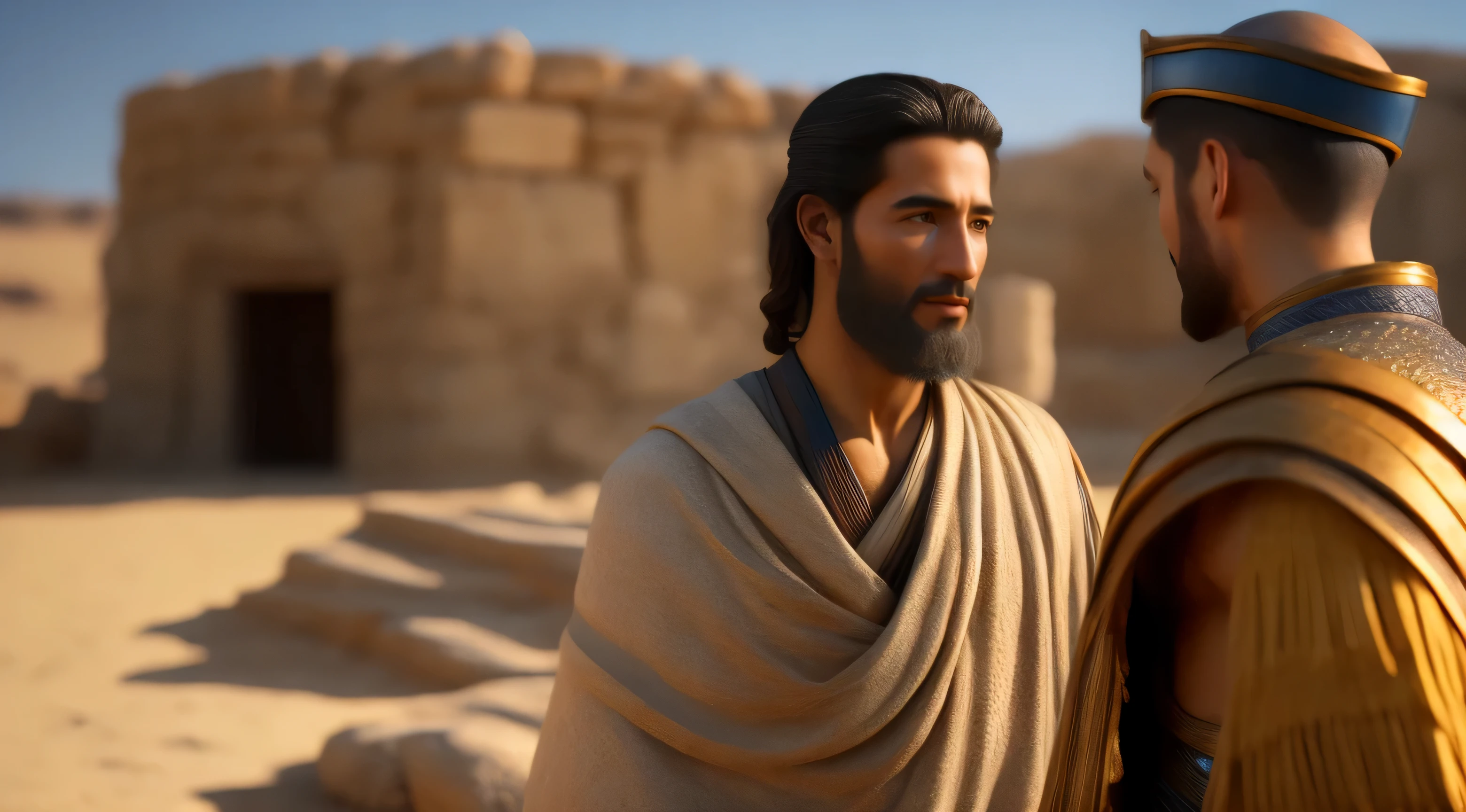 (((ancient israel)))、(((1st century)))、(((servant man talking to master)))、In 8K、Live shooting、highest quality、masterpiece:1.5、Ultra lightweight high resolution、photorealistic:1.5、cinematic light、soft volumetric lighting:1.5、real、photorealistic:1、detailed skin、professional lighting、photograph、sharp focus、detailed、professional lighting、photon mapping、detailed and complex environment、very detailed、highest quality、artistic photography、photorealistic concept art、Soft natural volumetric cinematic perfect light、mid journey、detailed hands、