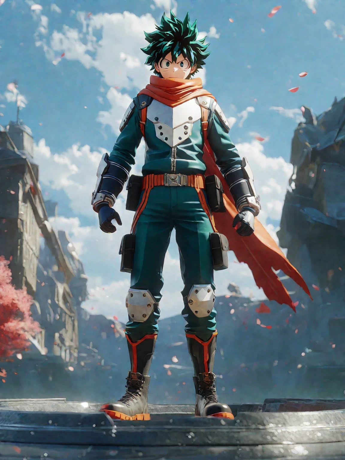 diy18,Highest quality, ultra-high definition, masterpieces, 8k, realistic, anime styled, 3d render,anime figurine of a young man standing in a circle, badass anime 8 k, izuku midoriya, official art, official anime artwork, in my hero academia, my hero academia, anime styled 3d, official studio anime still, high detailed official artwork, today's featured anime still, anime key visual”, anime style 4 k, anime key art, official anime still