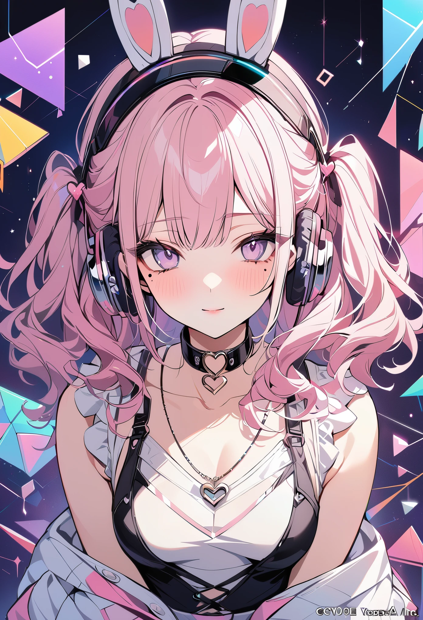 super sonico, pastel pink hair, big boobs, thick thighs, cleavage, digital illustration, vibrant colors, soft lighting, perfect face, absurdres, ultrasharp, 8K, glowing effects