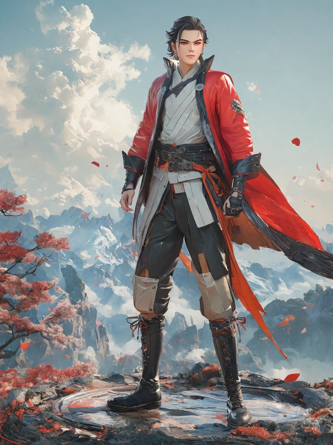 diy13,Highest quality, ultra-high definition, masterpieces, 8k, realistic, anime styled, 3d render,anime - style illustration of a man with a shirt and tie standing on a plate, kentaro miura art, handsome guy in demon slayer art, high quality fanart, ross tran style, by Yuumei, makoto shinkai ( apex legends ), kentaro miura art style, jc leyendecker and sachin teng, by Ryan Yee, highly detailed exquisite fanart