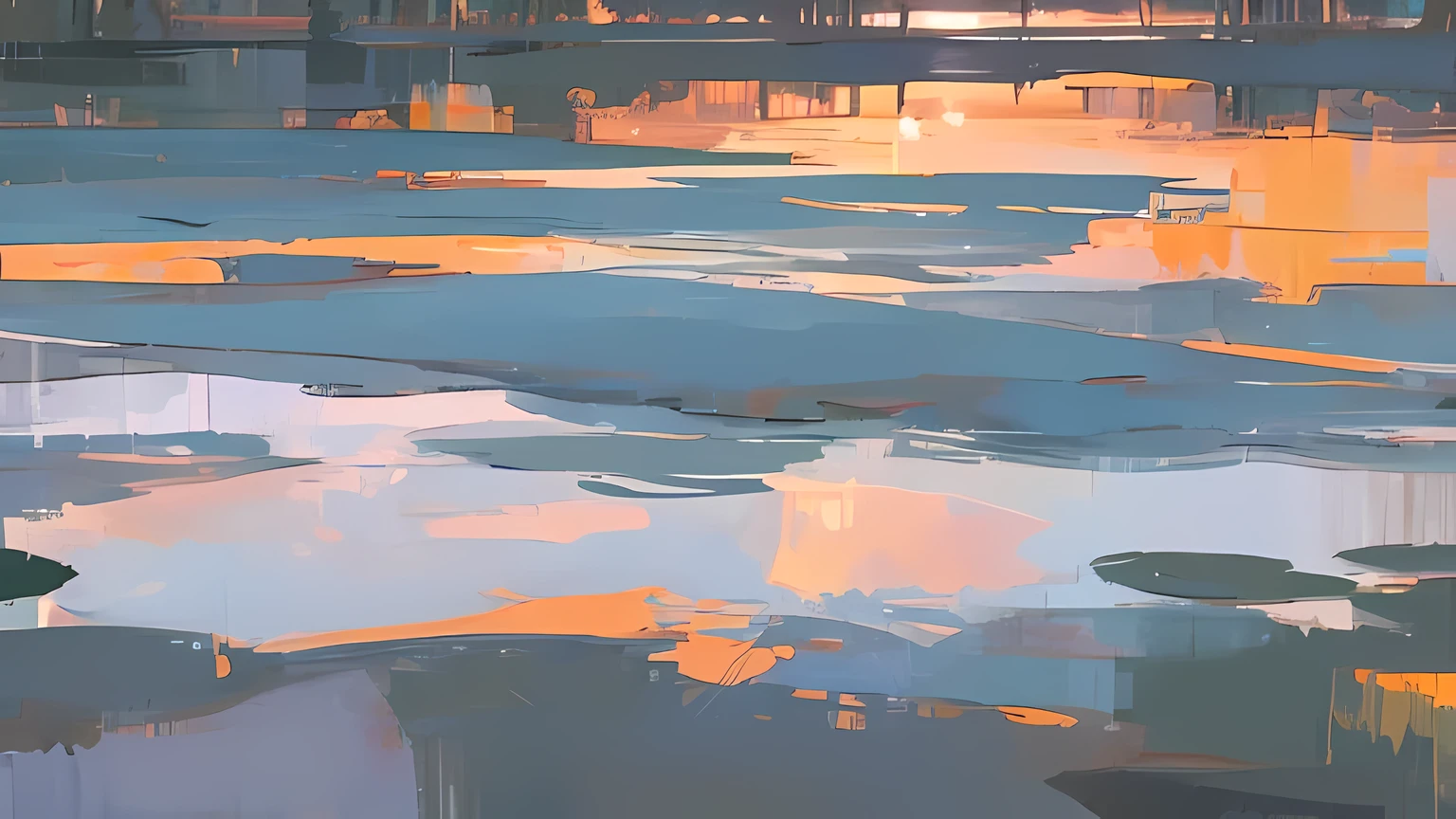 Evening Pond, sunset sky