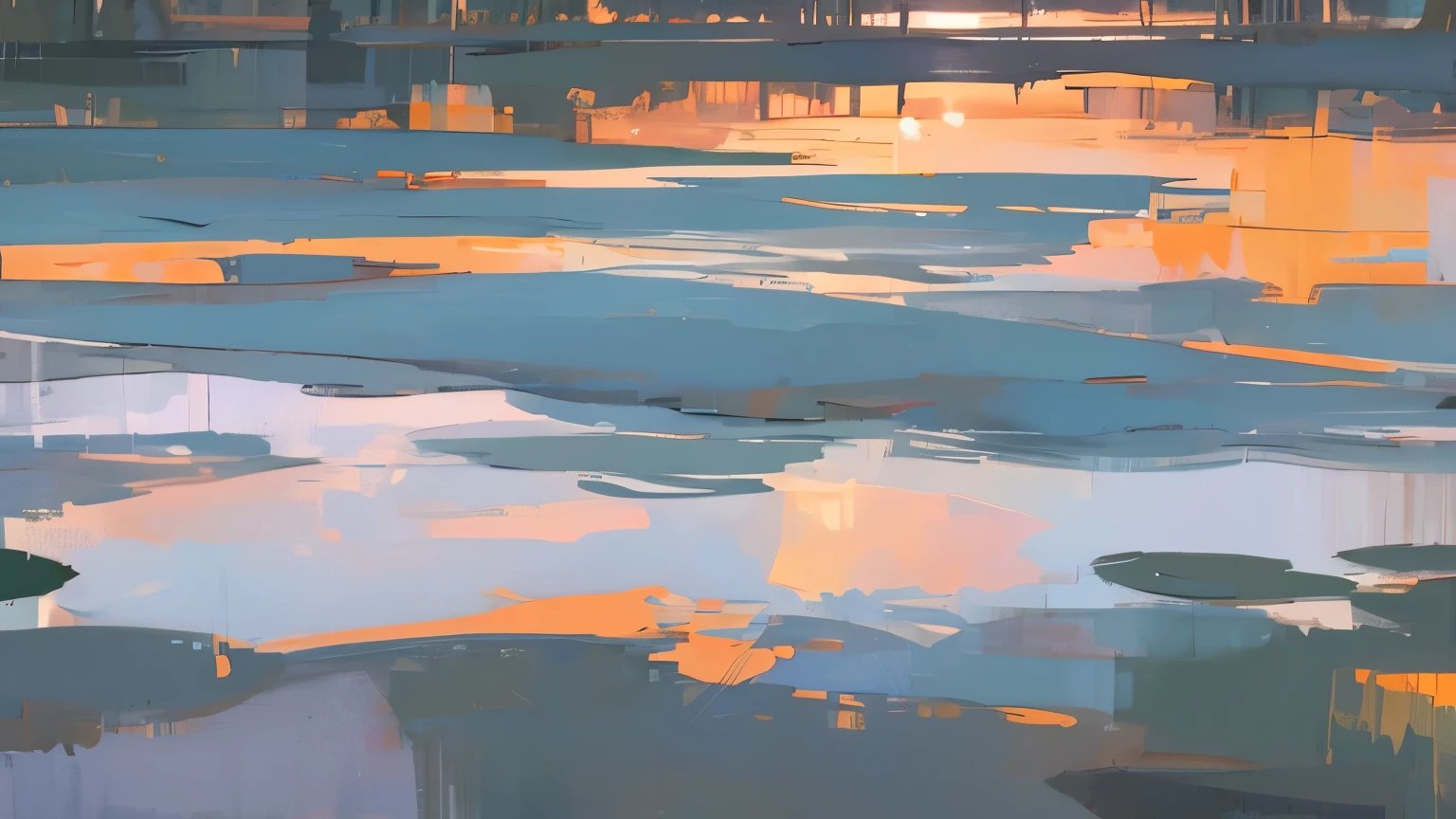 Evening Pond, sunset sky