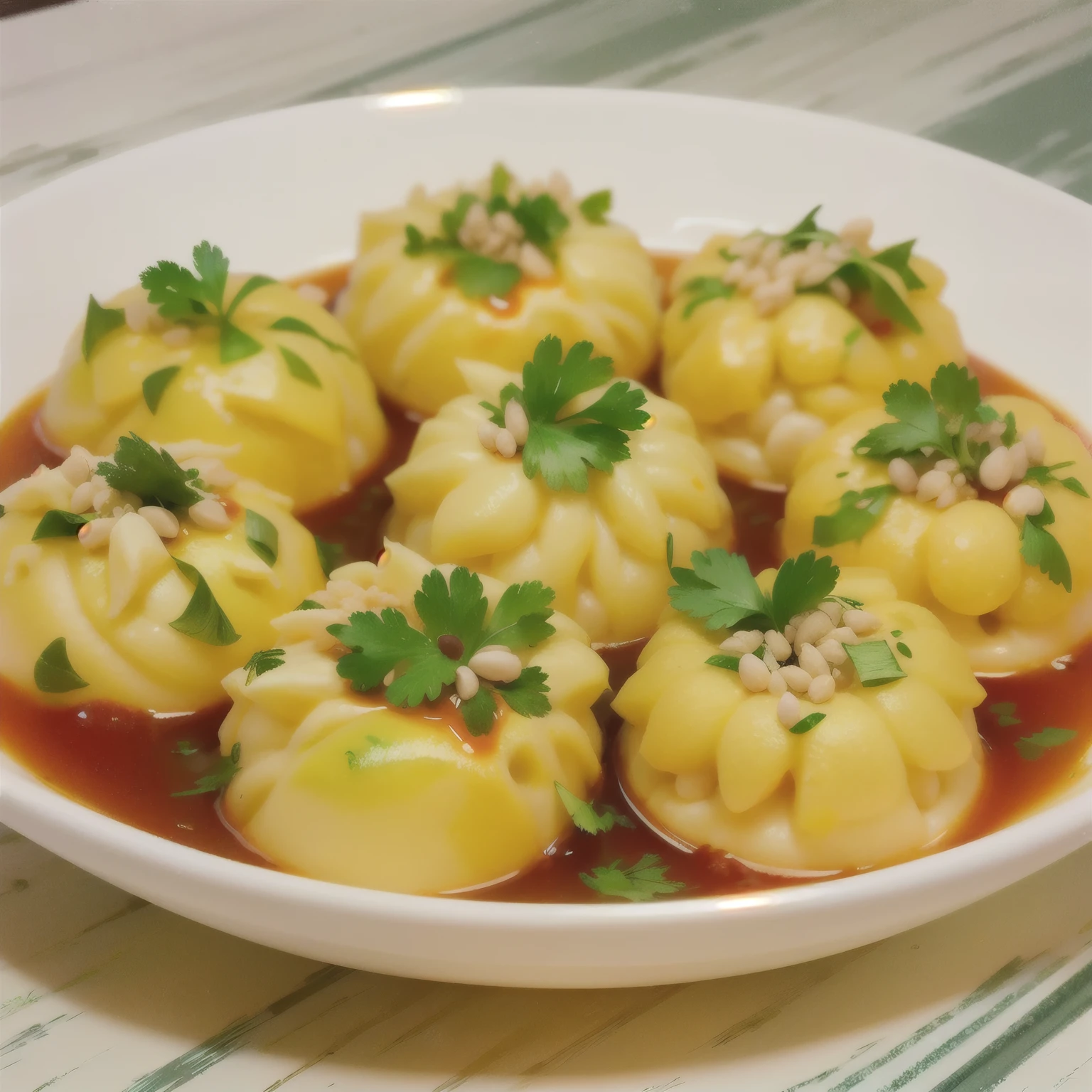 have a bowl of food with some kind of sauce, longque chen, ❤🔥🍄🌪, tasty, daopao, by Li Zai, Inspired by Luo Mu, Chinese, Inspired by Luo Ping, by Liao Chi-chun, cheesy, Pan Renwei style, bao pnan, luscious sesame seeds, Sichuan