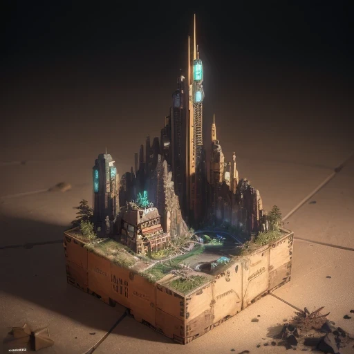 6598年Mars realistic model, (bifurcation, original photo, best quality, masterpiece:1.4),SteampunkCyberpunk6820 City,(CyberpunkMars light:1.3), Mars (related to land),(in a small nature box:1.3),Isometric, small nature, landscape on foundation,landscape,