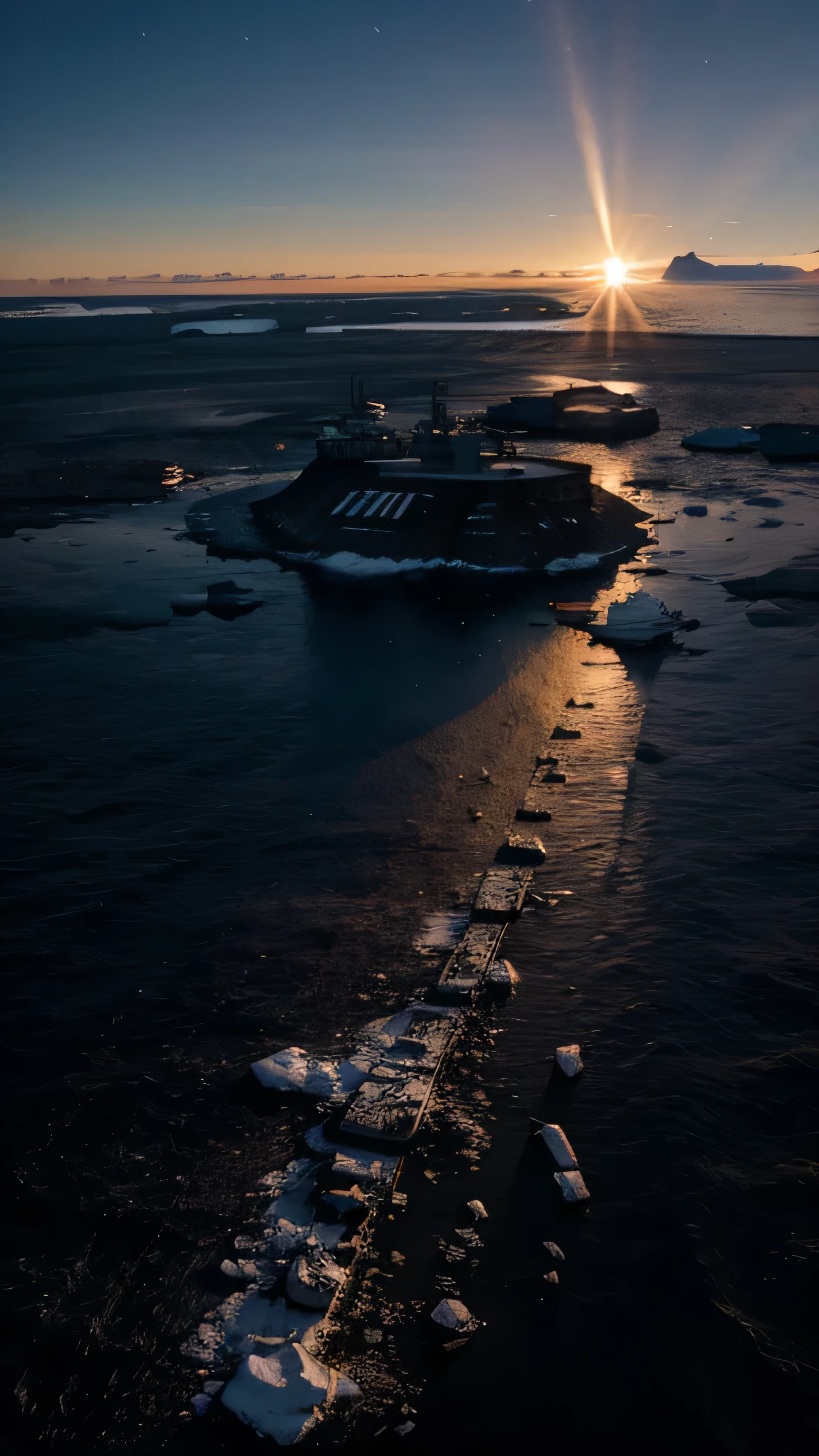 Midnight sun in Antarctica, 8k, high resolution