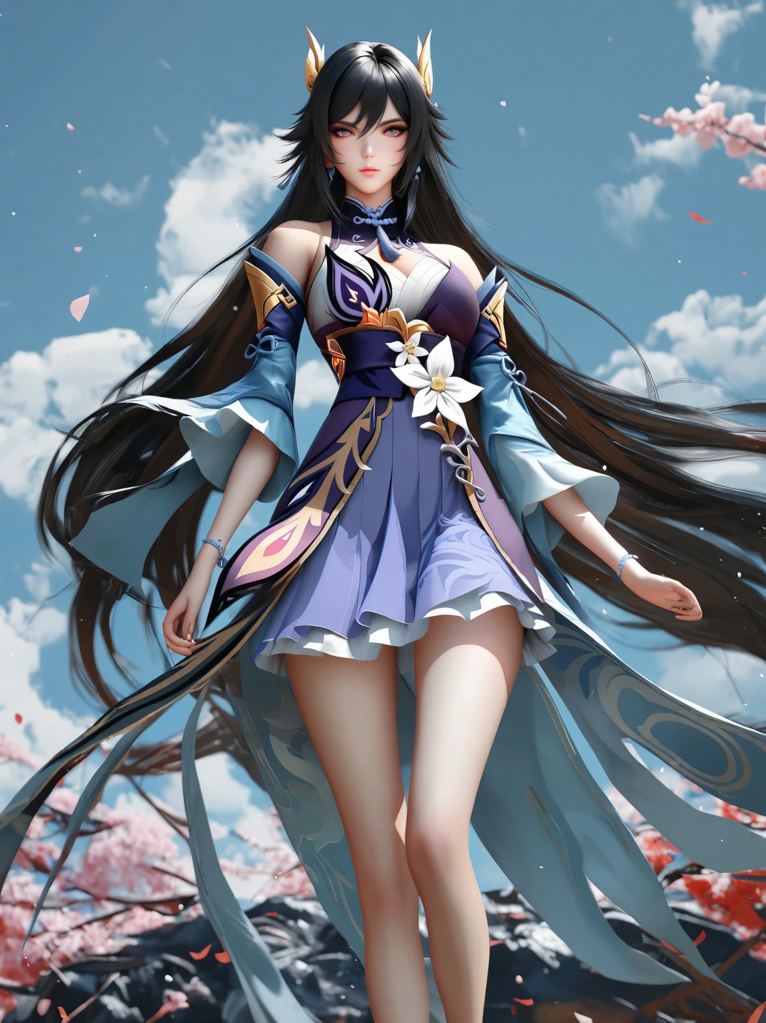 diy32，Highest quality, ultra-high definition, masterpieces, 8k, realistic, anime styled, 3d render，anime girl with long black hair and blue eyes in a blue dress, keqing from genshin impact, by Yang J, heise jinyao, loong, g liulian art style, zhongli from genshin impact, zhao yun, beautiful young wind spirit, handsome guy in demon slayer art, xianxia hero, liang xing
