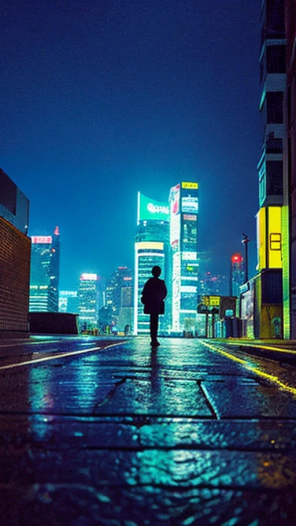 Background: Cyberpunk cityscape with towering skyscrapers adorned with neon lights and holographic advertisements.
Foreground: A silhouette of Bitmeow, the badass ninja cat, perched atop a rooftop, his eyes gleaming in the darkness.
Atmosphere: Neon bioluminescence illuminates the scene, casting vibrant hues of blue and purple against the urban landscape.
Elements: Reflections of city lights shimmer on wet pavements below, hinting at recent rain.
Mood: Mysterious and intense.