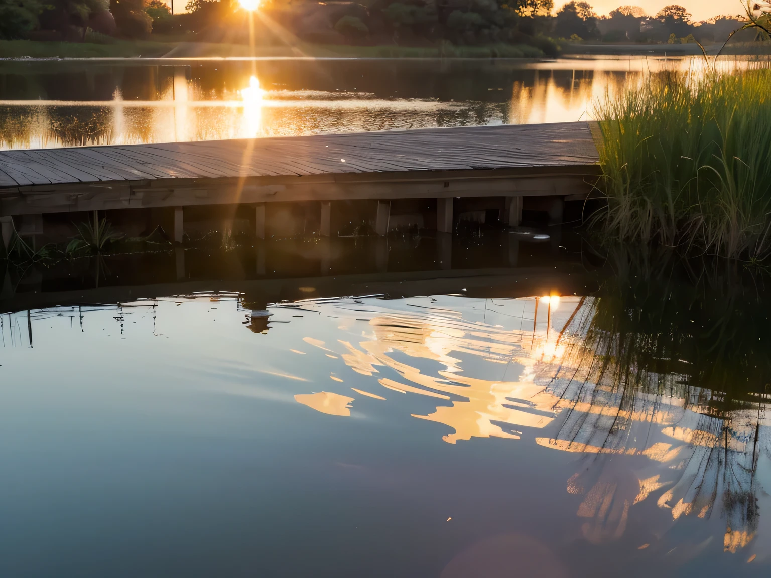 pond in evening，Sunset scenery among trees by the water, water reflecting suns light, The Sunset warms the spring, Sunset, reflection on water, The most beautiful Sunset, big double Sunset, Wonderful reflection of the sky, Sunset photos, Sunlight reflected on the river, Beautiful and spectacular dusk,