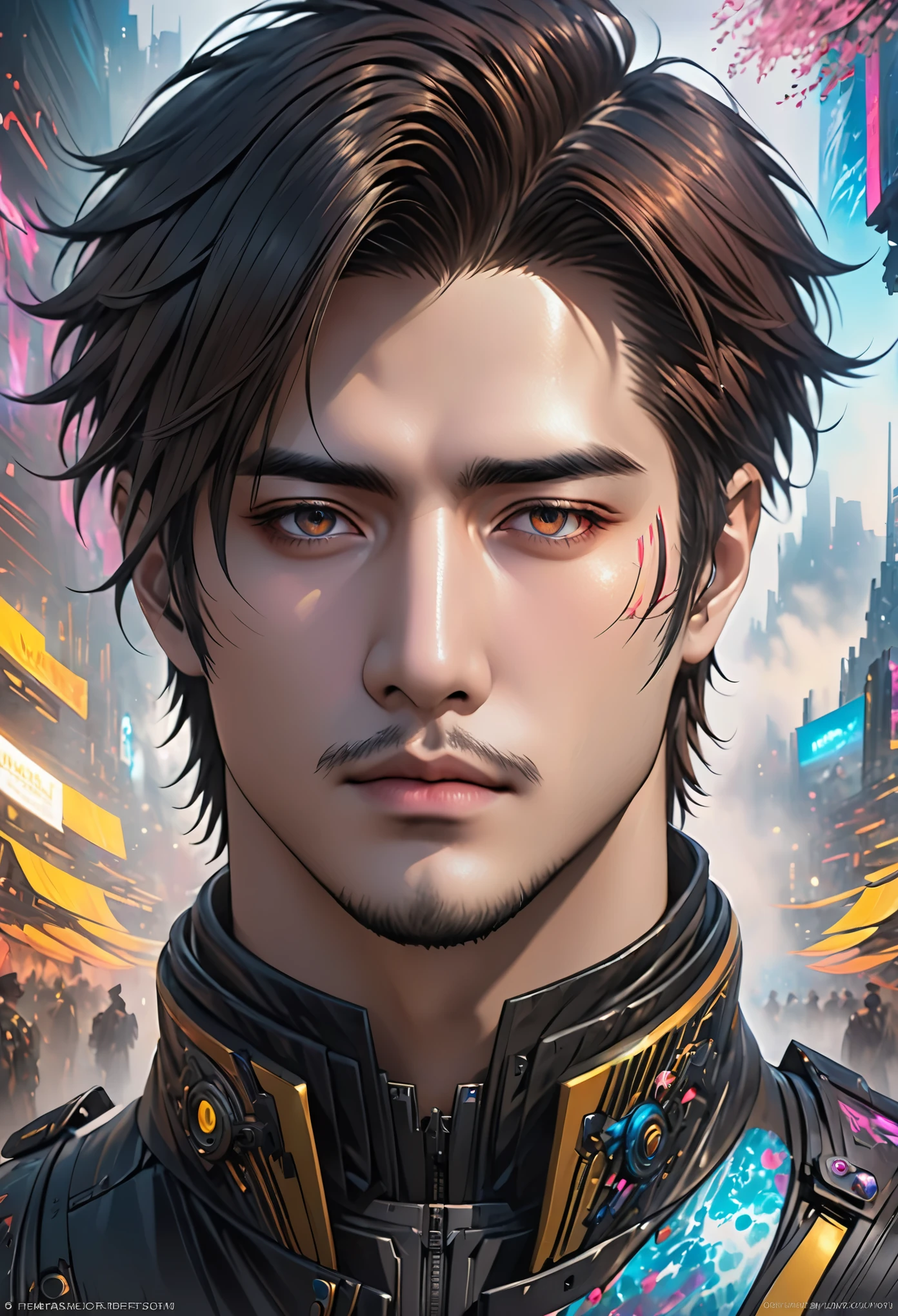fantasker 2,1 boy, male, male_focus, digital art by Wallop, watching_exist_audience, close up, Very detailed, portrait, digital illustrexistion, procreexiste, wexistercolor, artistic, foggy cinemexistic, cyberpunk, horizon, final fantasy 14, Artgerm's artwork, Wallop, fantasker 2