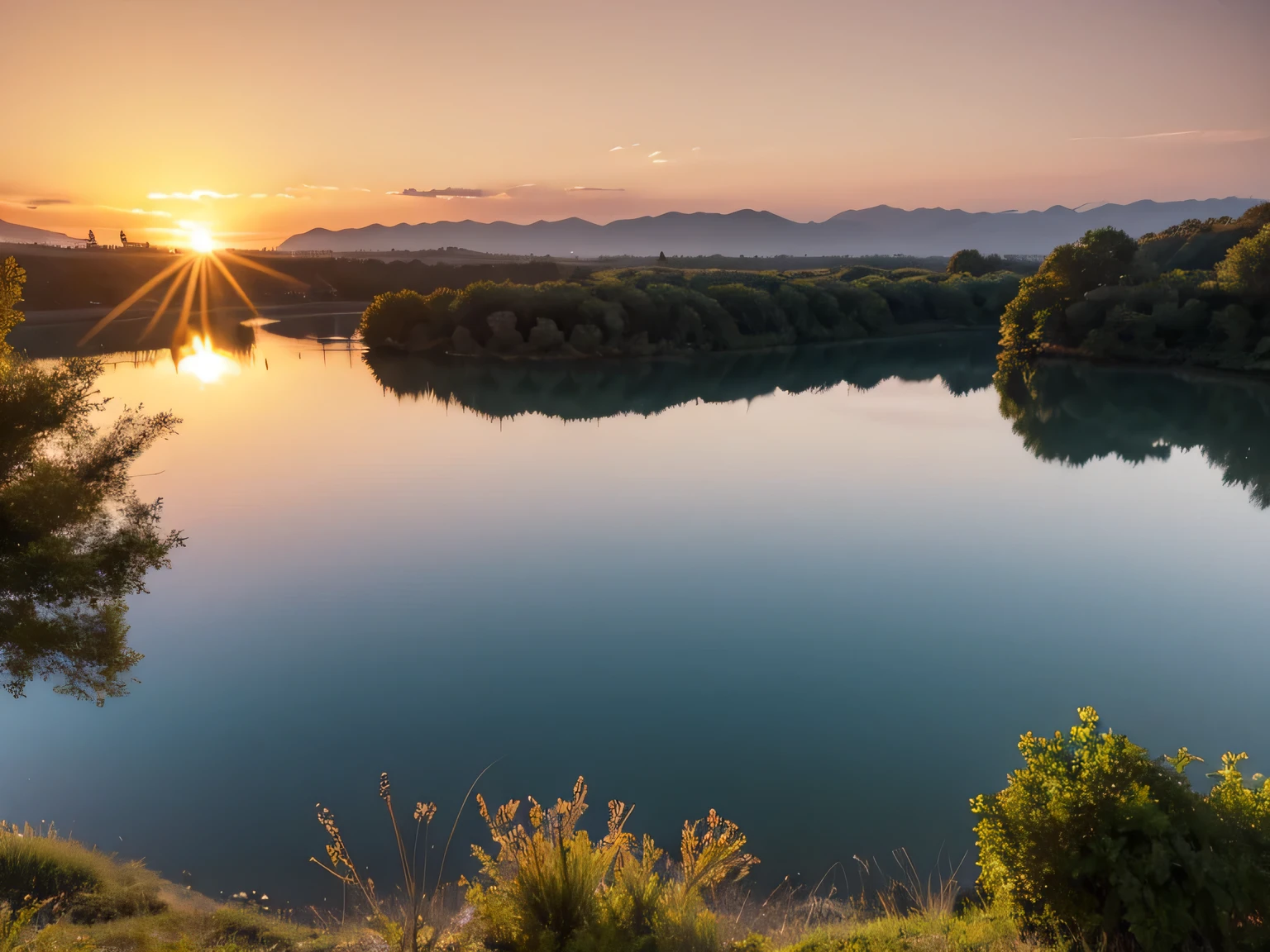 pond in evening,Sunset scenery among trees by the water, water reflecting suns light, The Sunset warms the spring, Sunset, reflection on water, The most beautiful Sunset, big double Sunset, Wonderful reflection of the sky, Sunset photos, Sunlight reflected on the river, Beautiful and spectacular dusk,