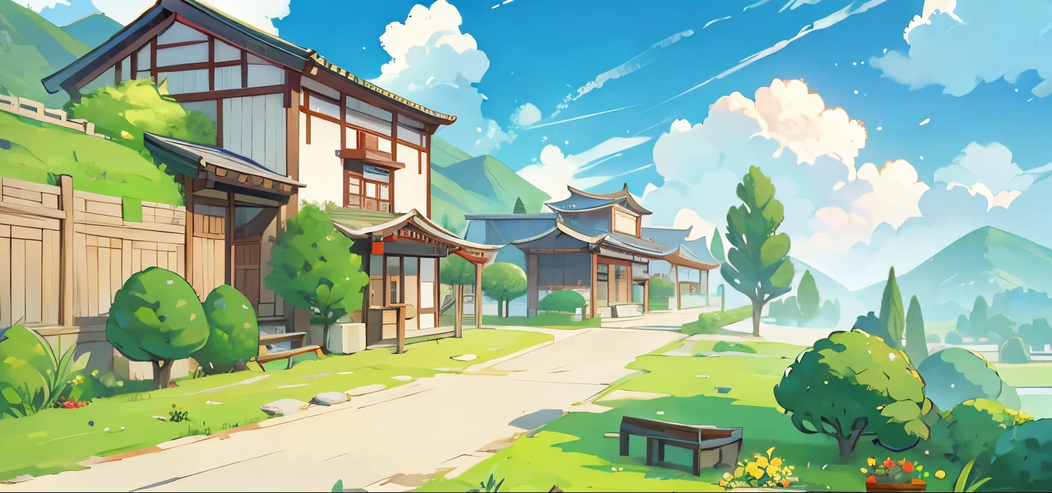 China、countryside、Tile roof、market、Chinaの建物