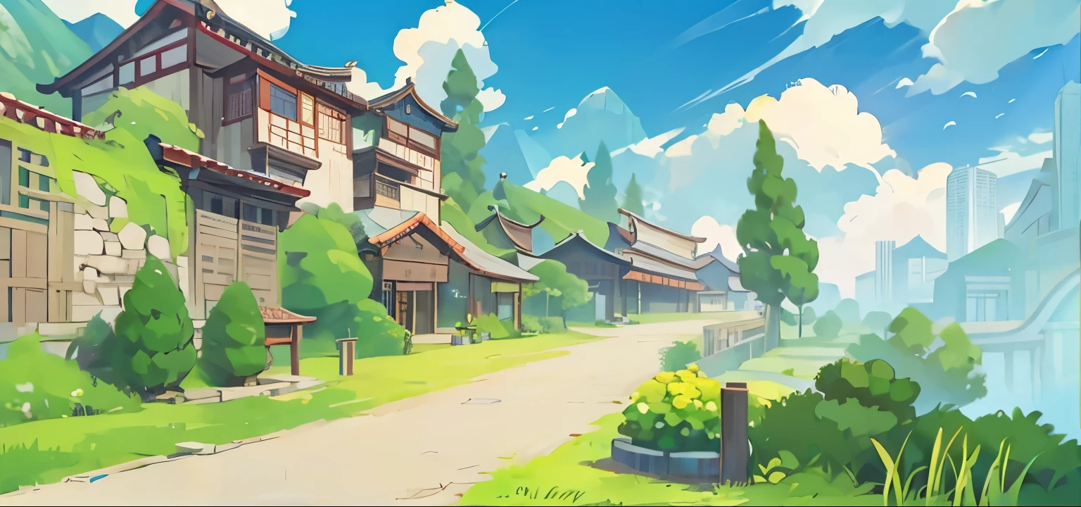 China、countryside、Tile roof、market、Chinaの建物